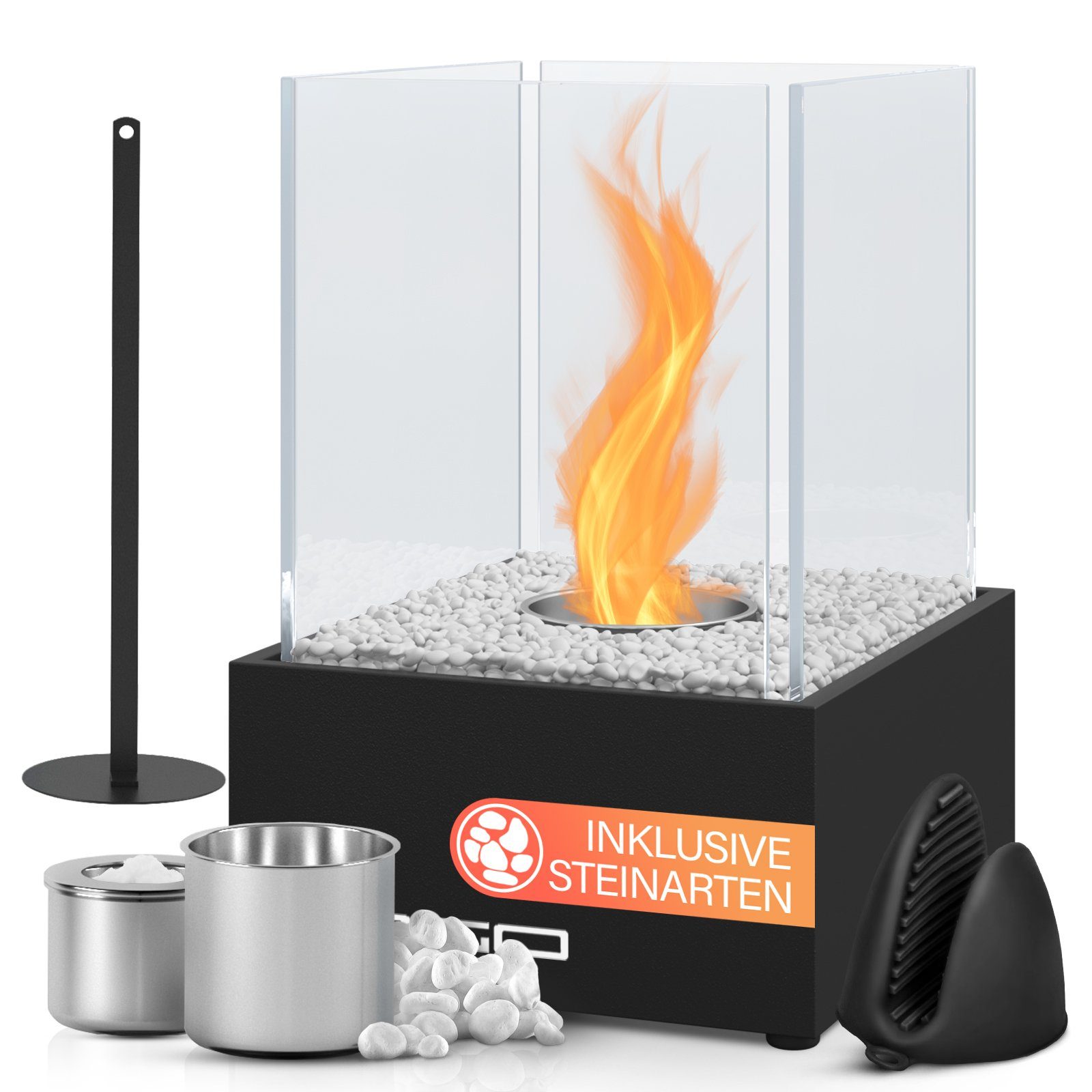 Jago Tischfeuer Tischkamin - Edelstahl, Bio-ethanol,