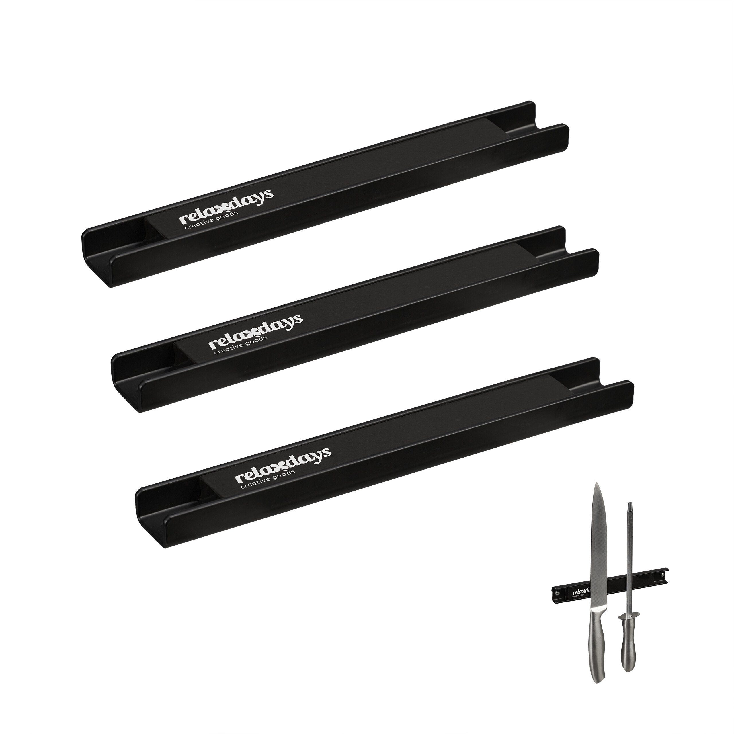 relaxdays Wand-Magnet Messer-Leiste 3er Set Magnetleiste