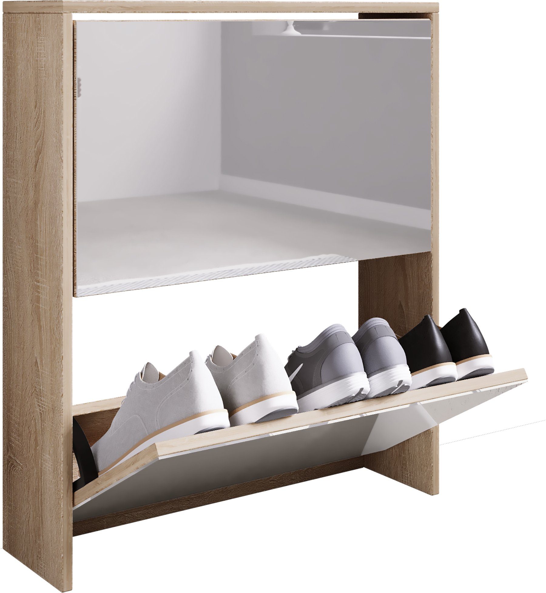 VCM Schuhschrank Holz Schuhschrank Schuhkipper Spiegel