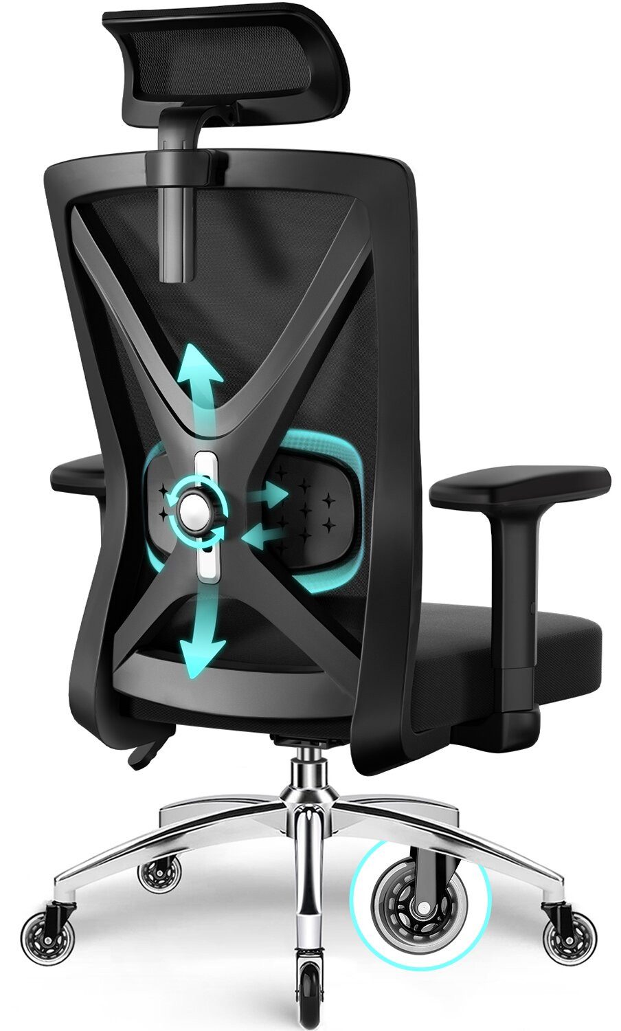 Adormii Bürostuhl Bürostuhl mit Weiches-3D-Lendenkissen,Ergonomischer Bürostuhl