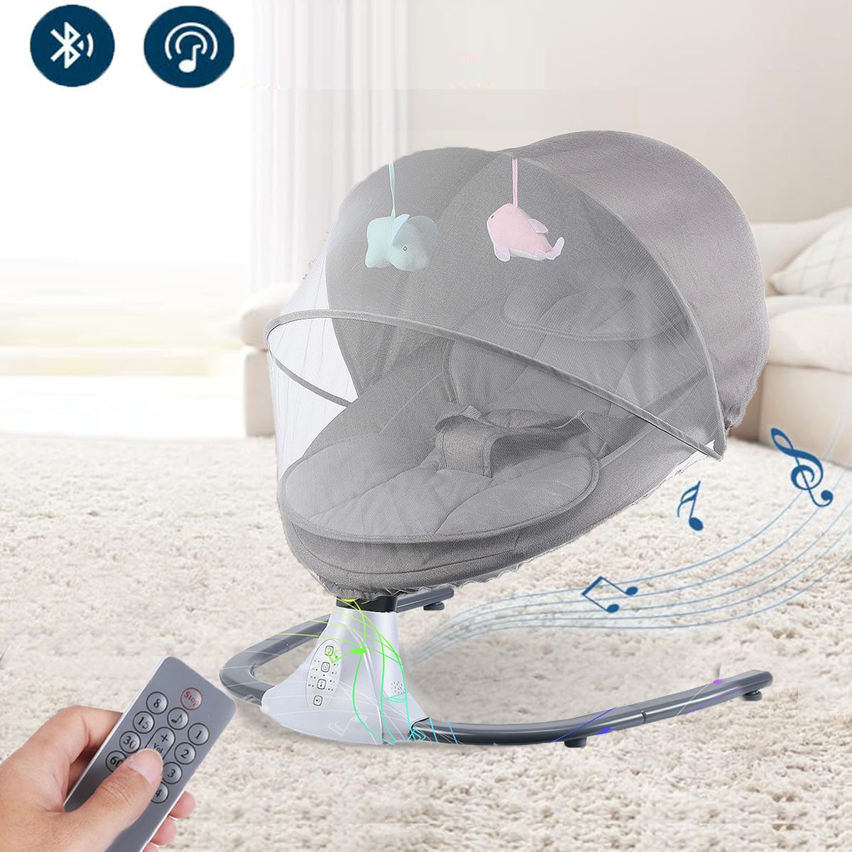 oyajia Babywippe Elektrische Babywippe Babyschaukel, mit