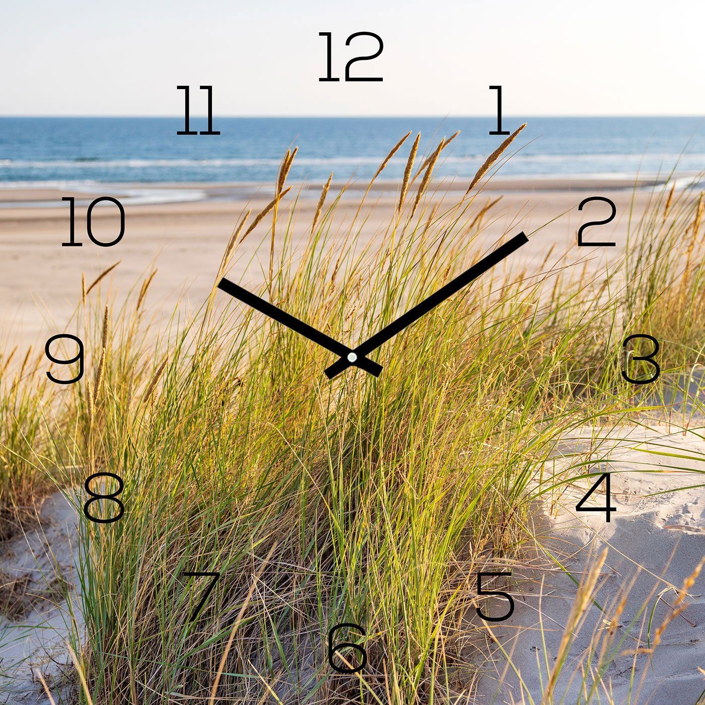 Levandeo® Wanduhr (Wanduhr Glas 30x30cm Strand