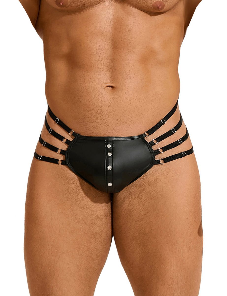 Lau-Fashion String Herren Wetlook Tanga Schwarz