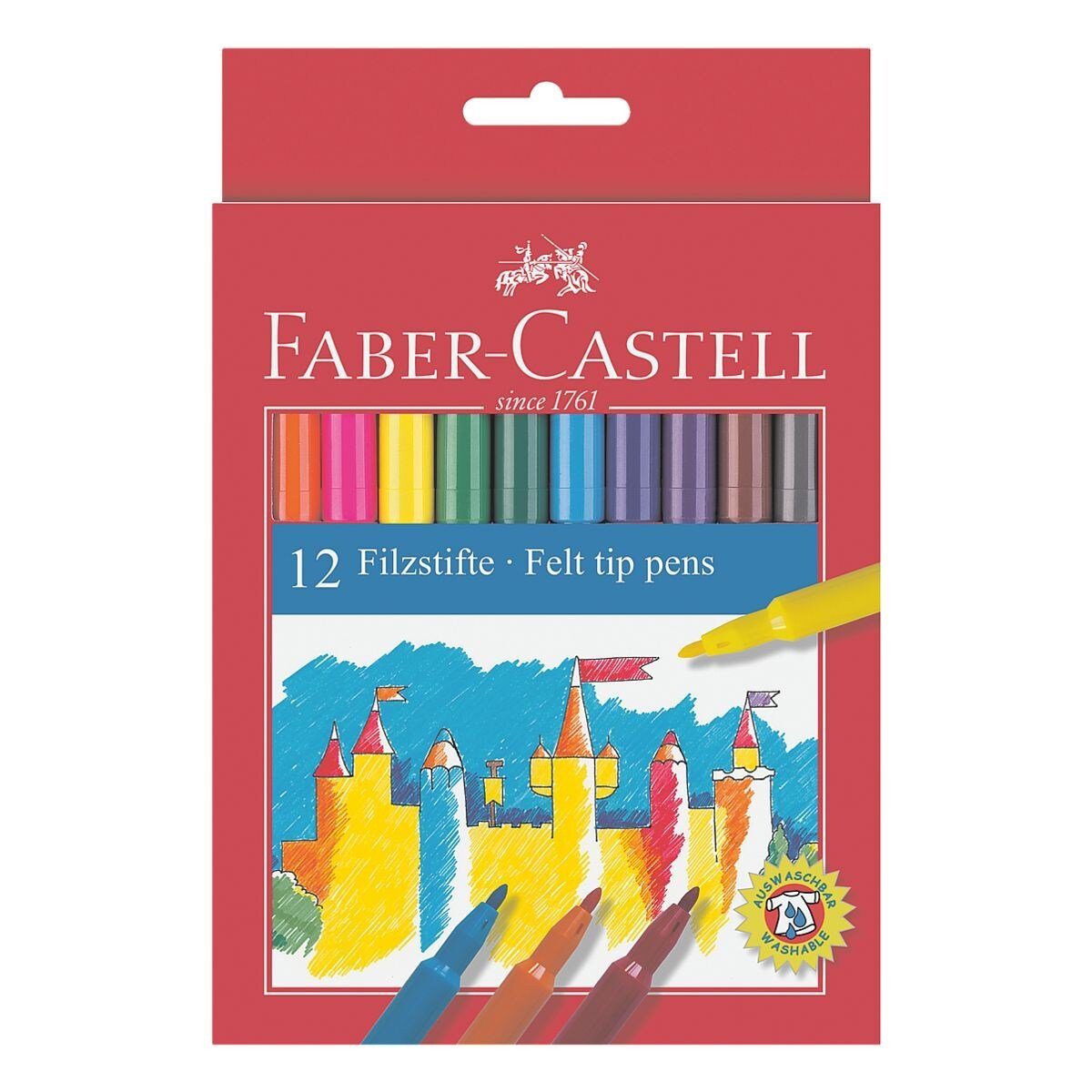 Faber-Castell Filzstift farbsortiert, (12-tlg), mit feiner