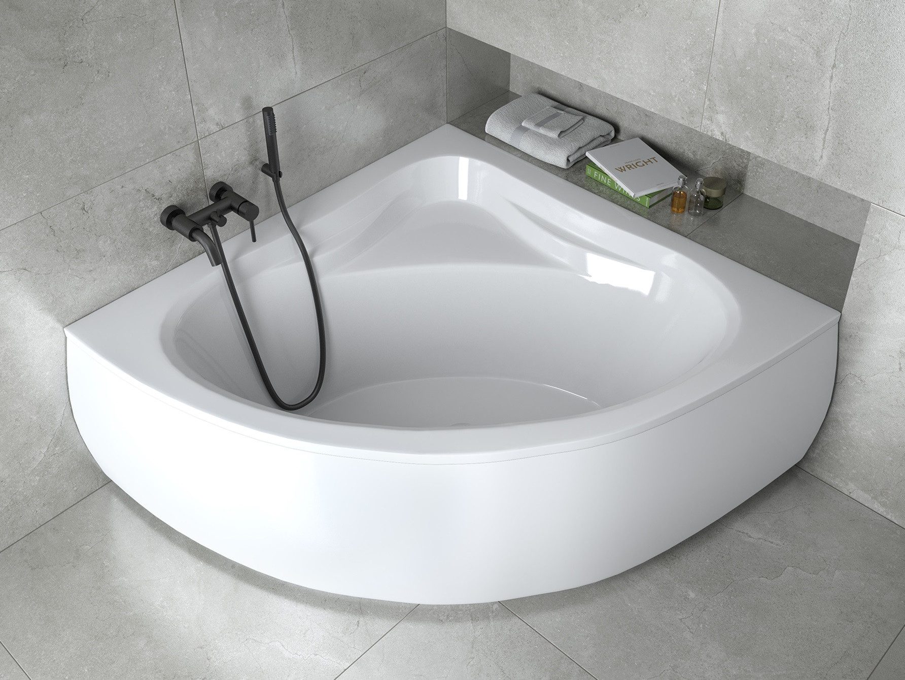 KOLMAN Badewanne Eckbadewanne Mia 120x120, Ablaufgarnitur
