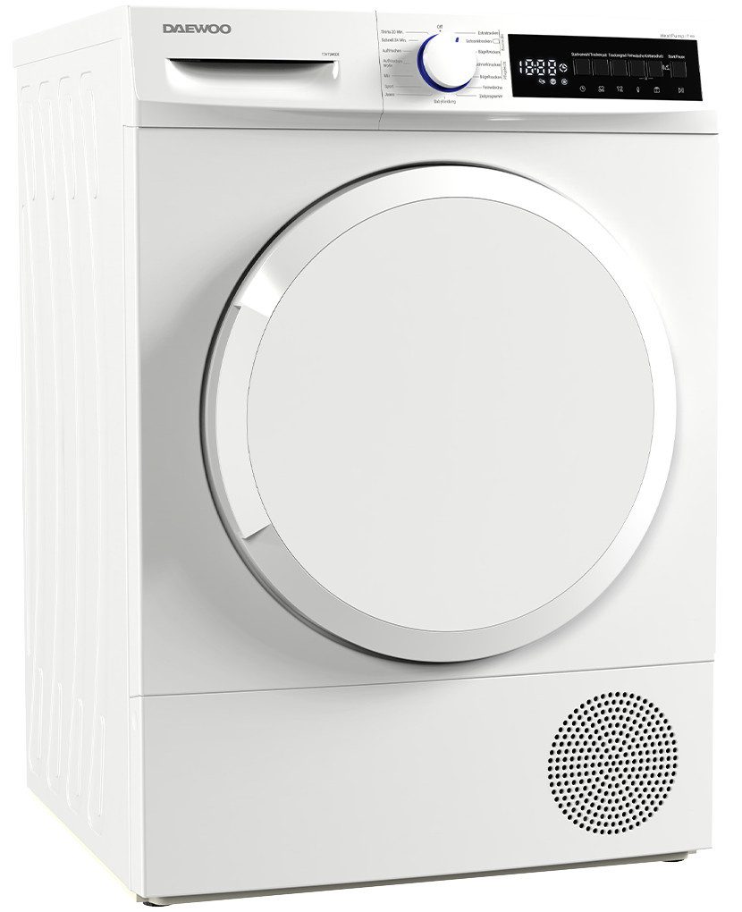 Daewoo Wärmepumpentrockner weiss T7HT2W0DE, GentleDrum, SwingCabinet,