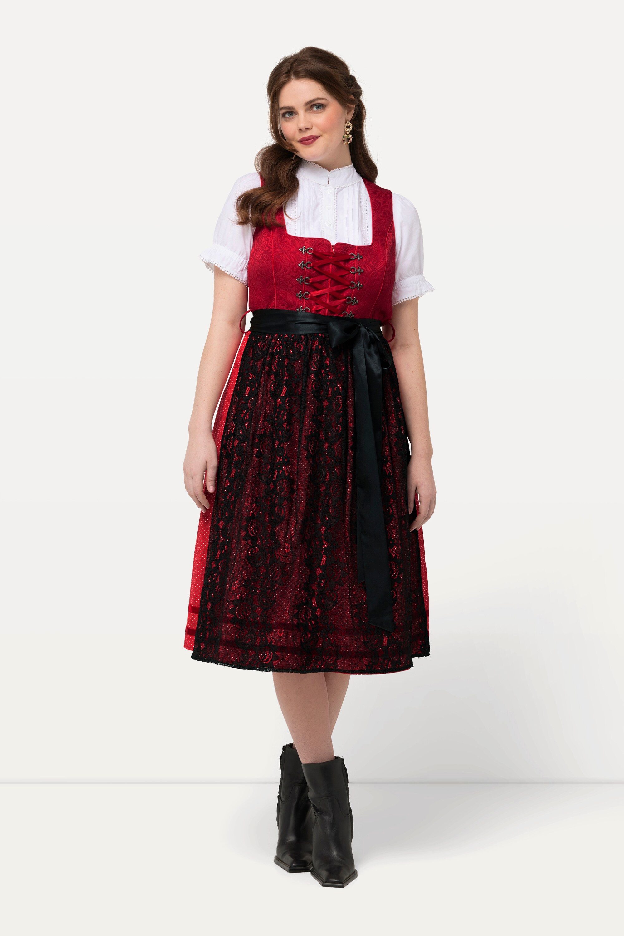 Ulla Popken Dirndl Dirndl Spitzenschürze Carree-Ausschnitt