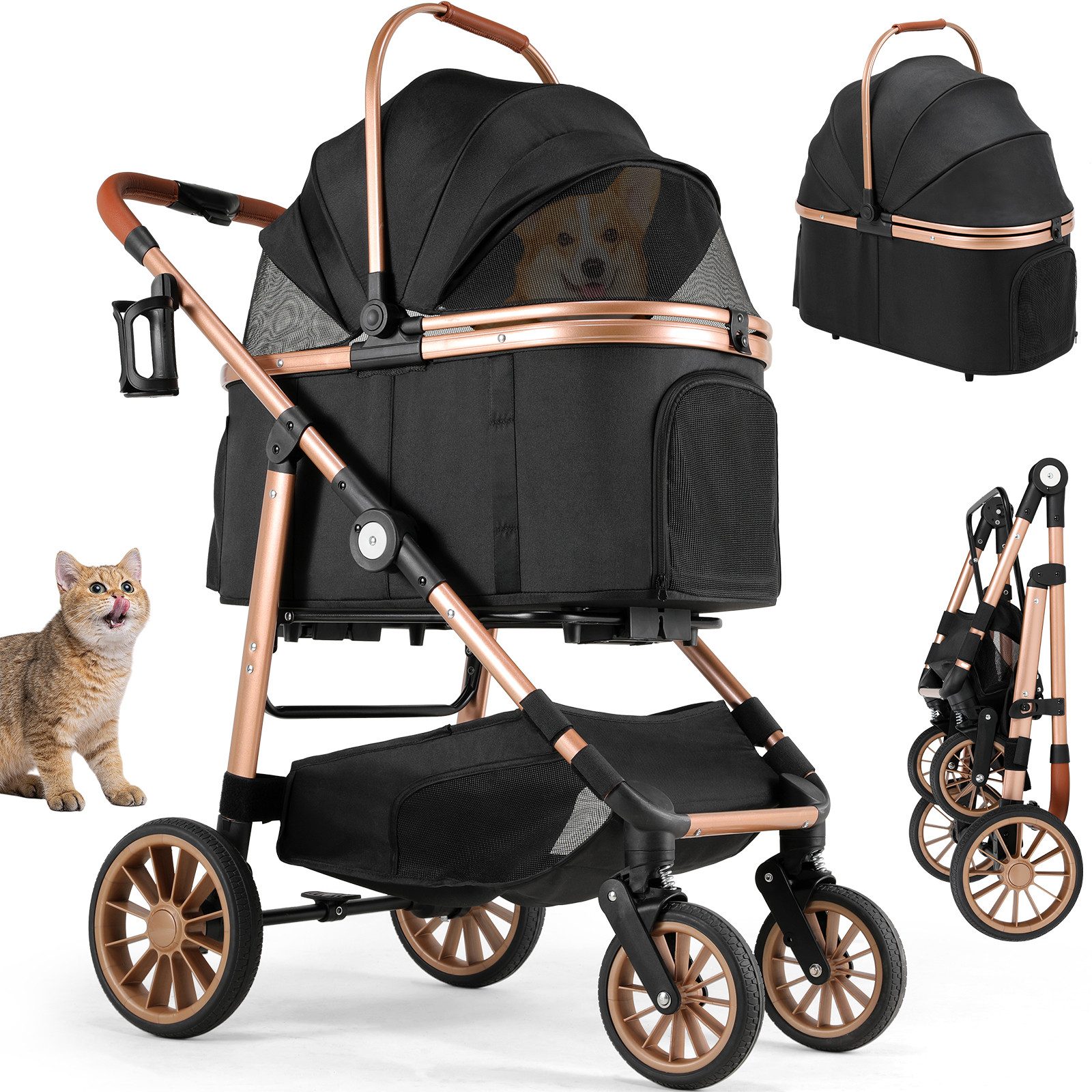 TLGREEN Hundebuggy 4-in-1 Großer Hundewagen, (Faltbar,