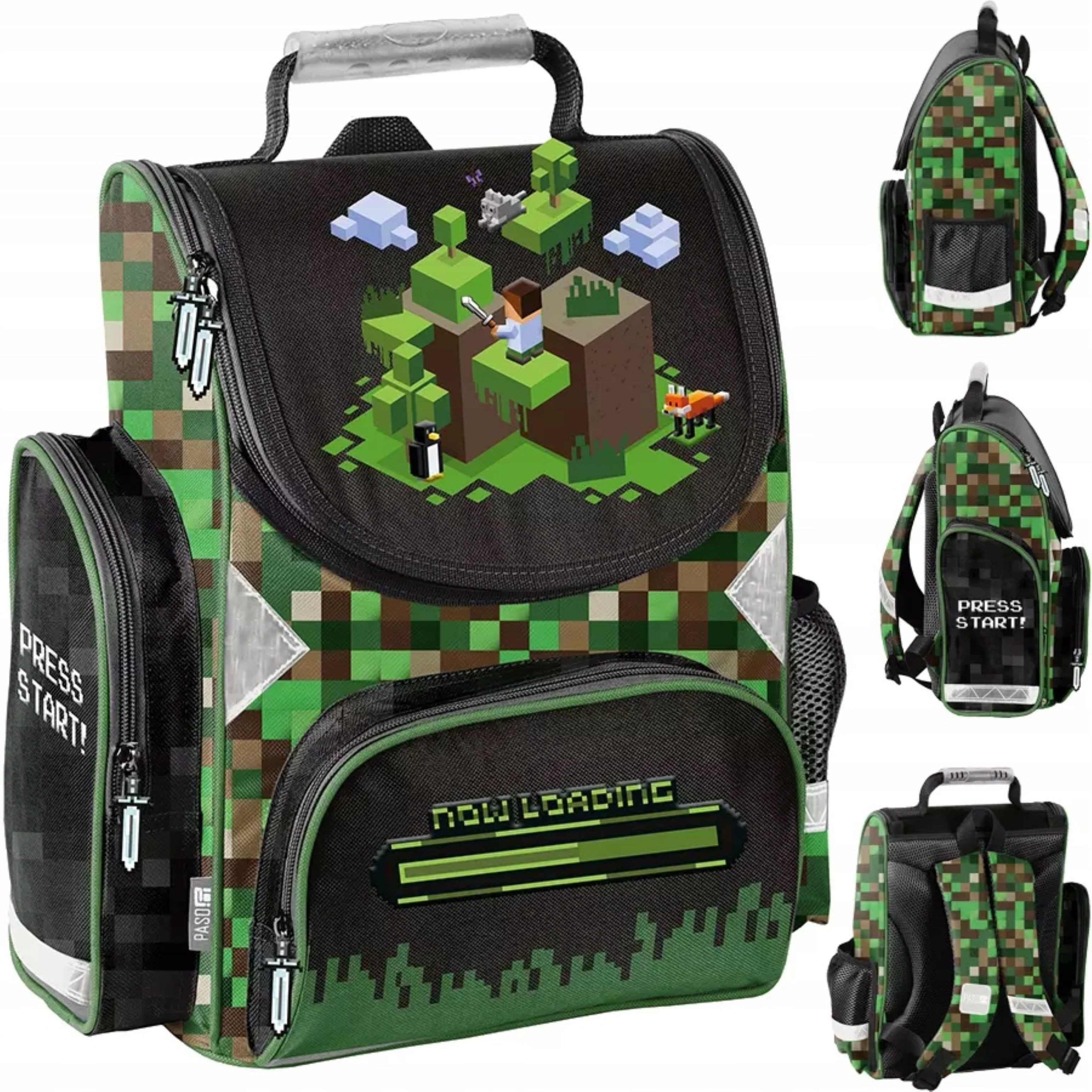 PASO Schulranzen Schulranzen Jungen Gamer Pixel