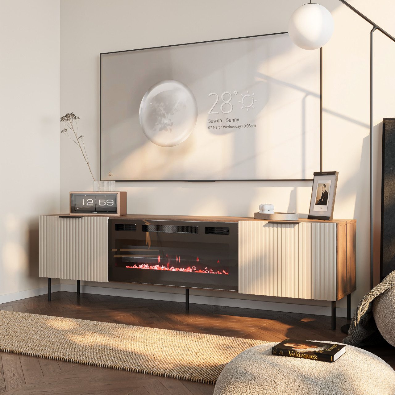 MOEBLINE Lowboard TV Lowboard mit Kamin