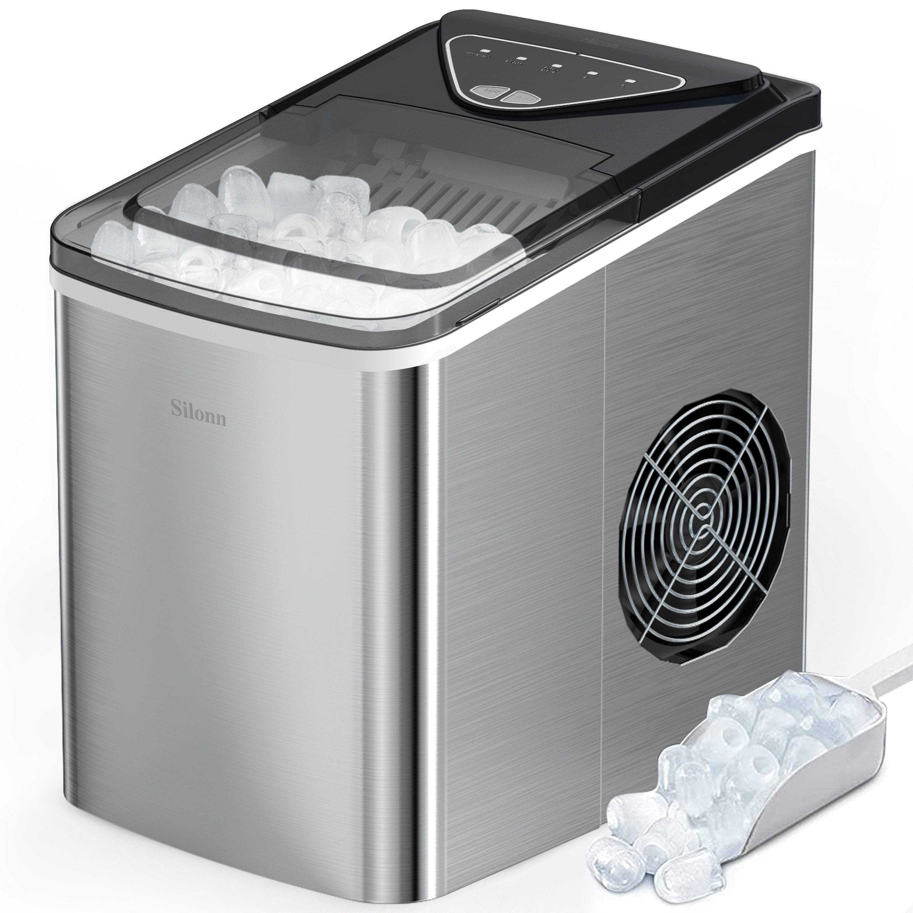 Silonn Eiswürfelmaschine Energiesparende, Tragbar, 2 Liter,
