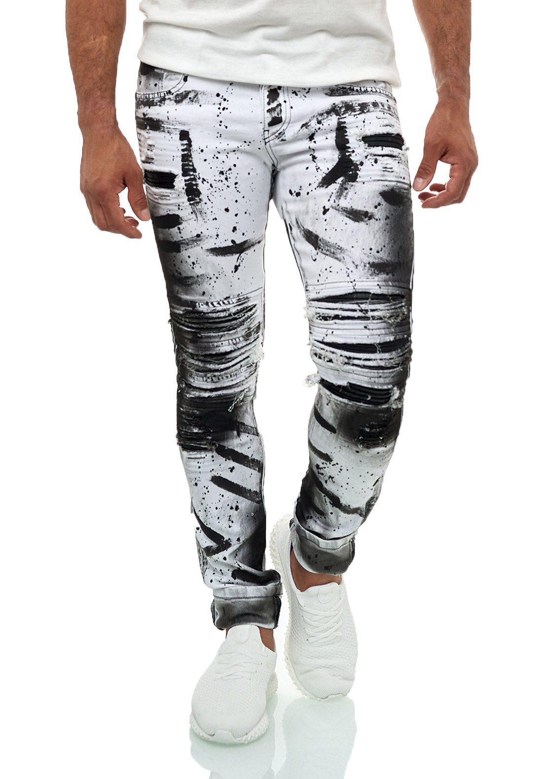 KINGZ Slim-fit-Jeans Herren Designer Jeans Slim-Fit
