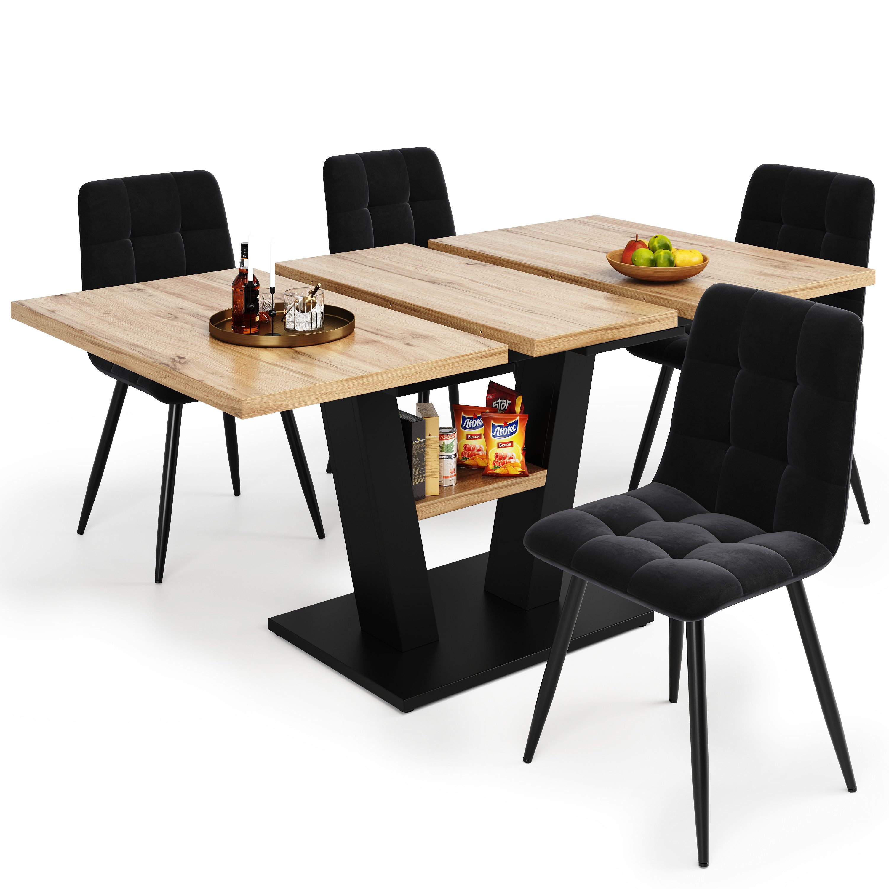 MODFU Esstisch Esstisch Teleskoptisch,Moderne Esstisch,Ausziehbar,Esszimmer-Set (Vielseitiges