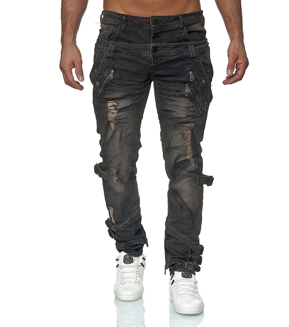KINGZ Slim-fit-Jeans Herren Designer Jeans mit