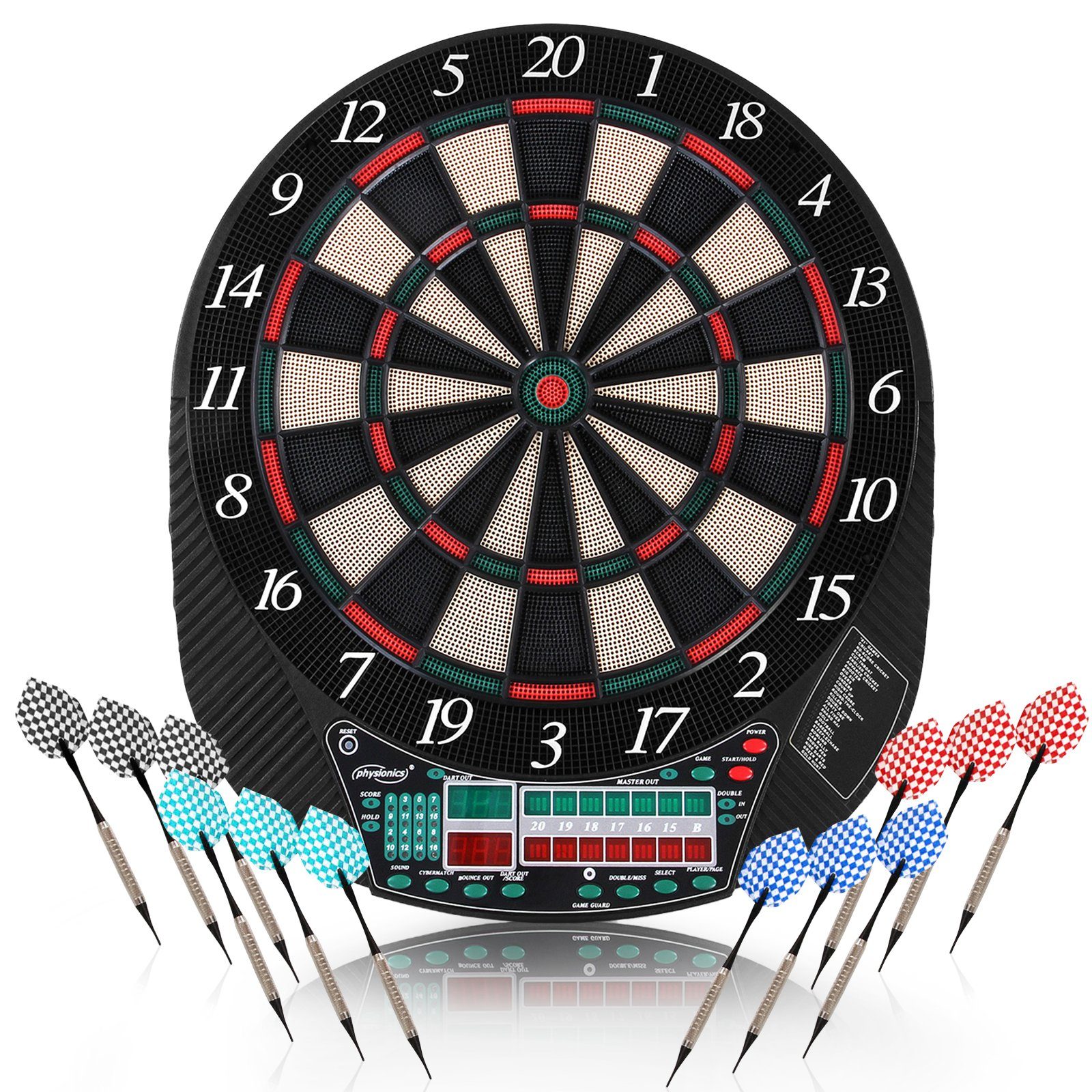 Physionics Dartscheibe Dart-Scheibe Elektronisch 12 Soft