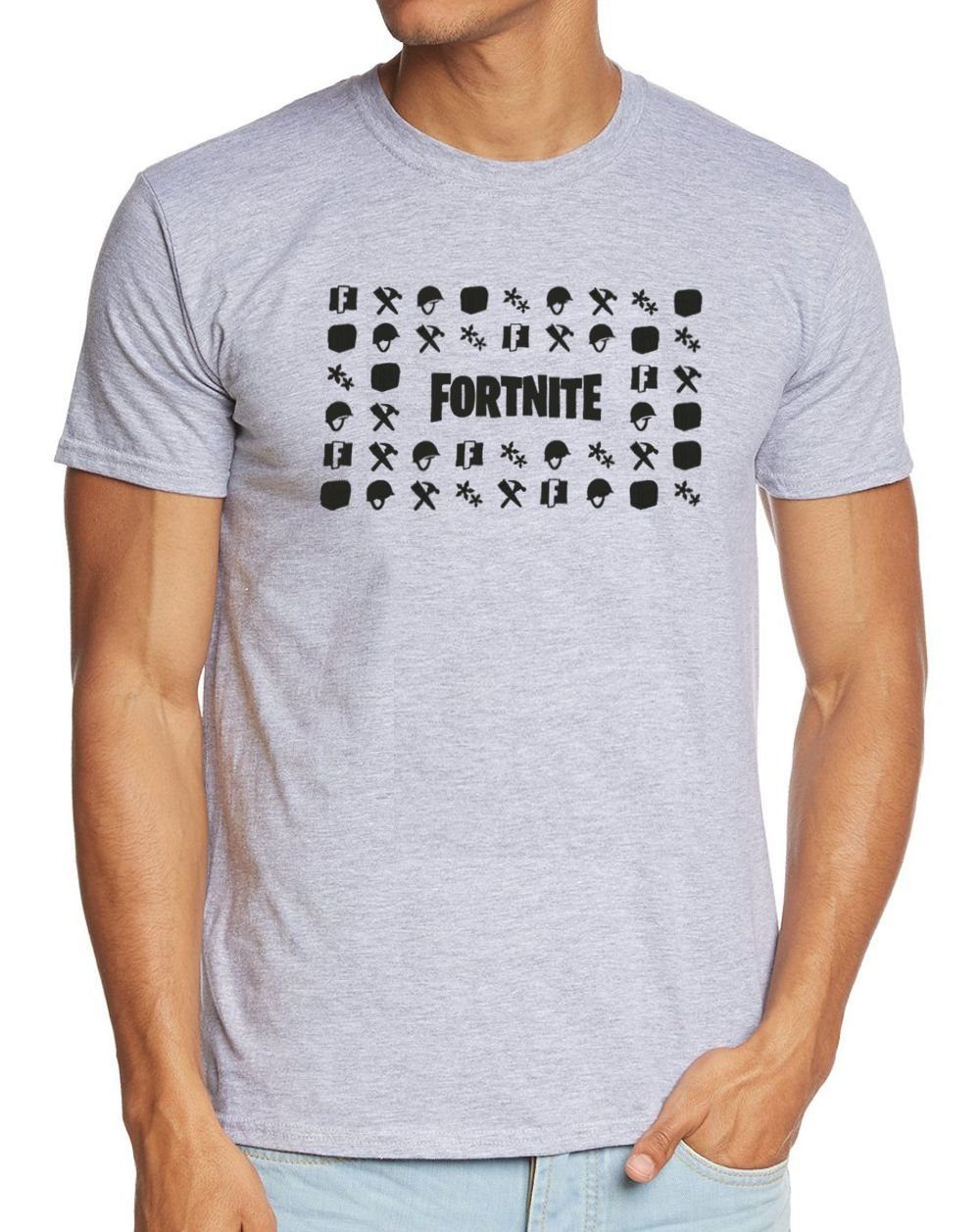 Fortnite Print-Shirt Fortnite T-Shirt hellgrau meliert