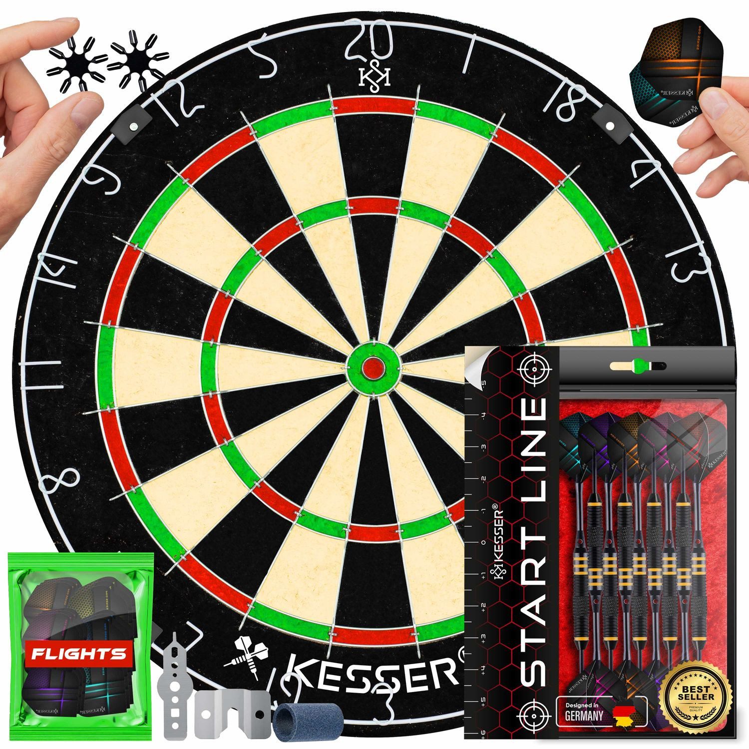 KESSER Dartscheibe, Dartscheibe kork mit Dartpfeile