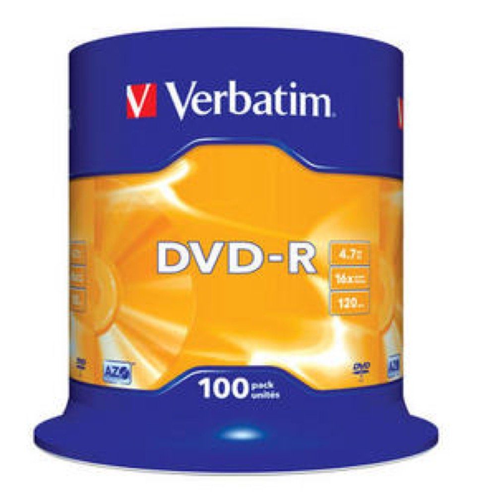 Verbatim DVD-Rohling 100 Verbatim Rohlinge DVD-R