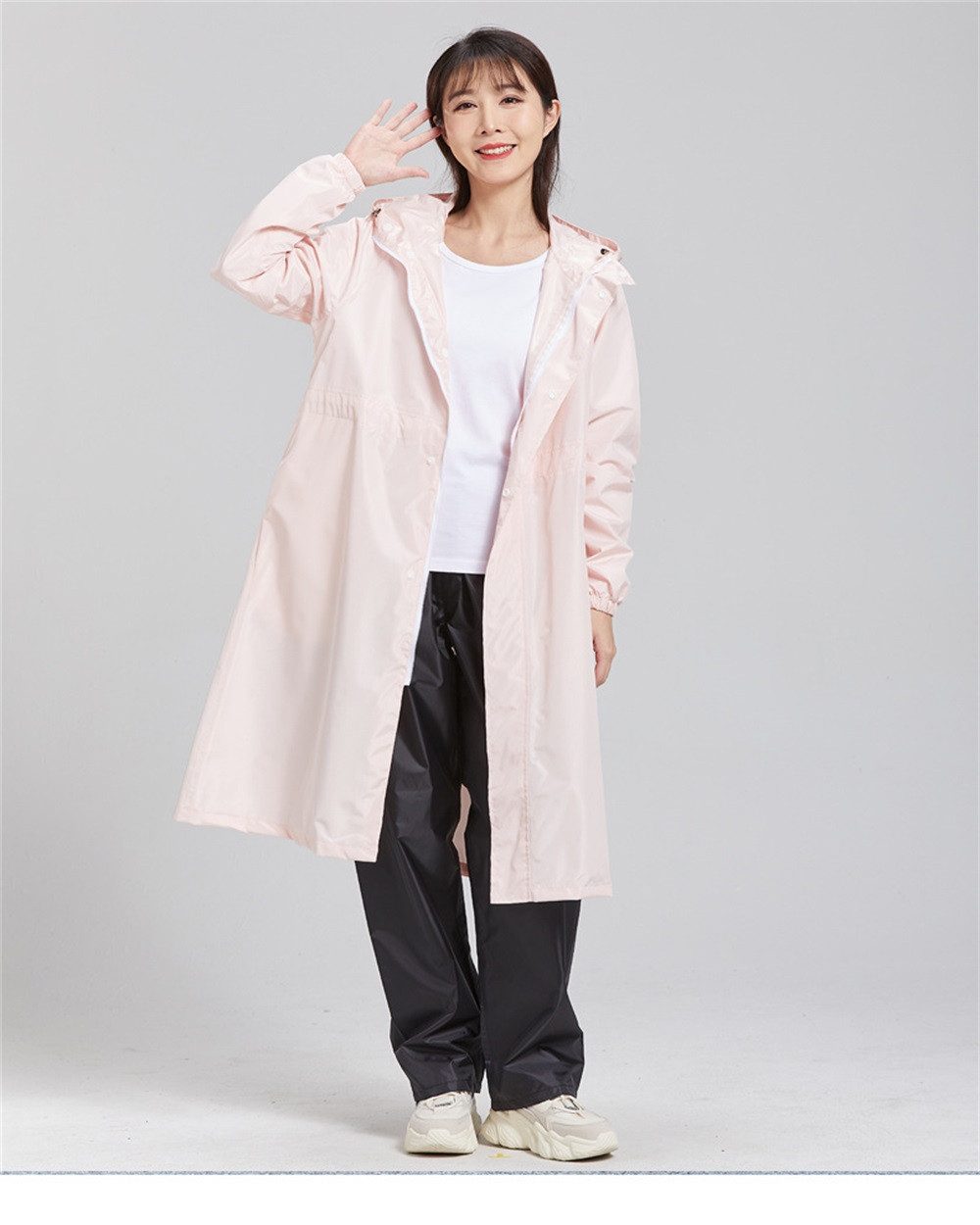 RWEUOQ Regenmantel für Damen, winddicht Regenponcho(Rosa)