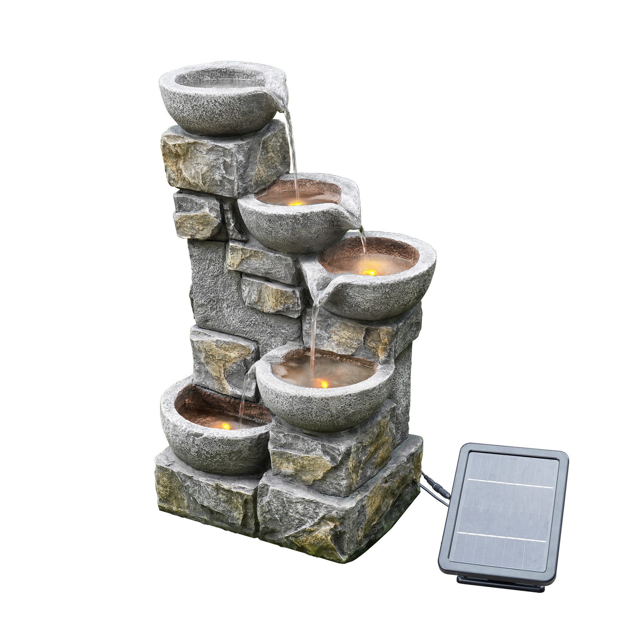 Teamson Home Gartenbrunnen Solarbrunnen mit LED