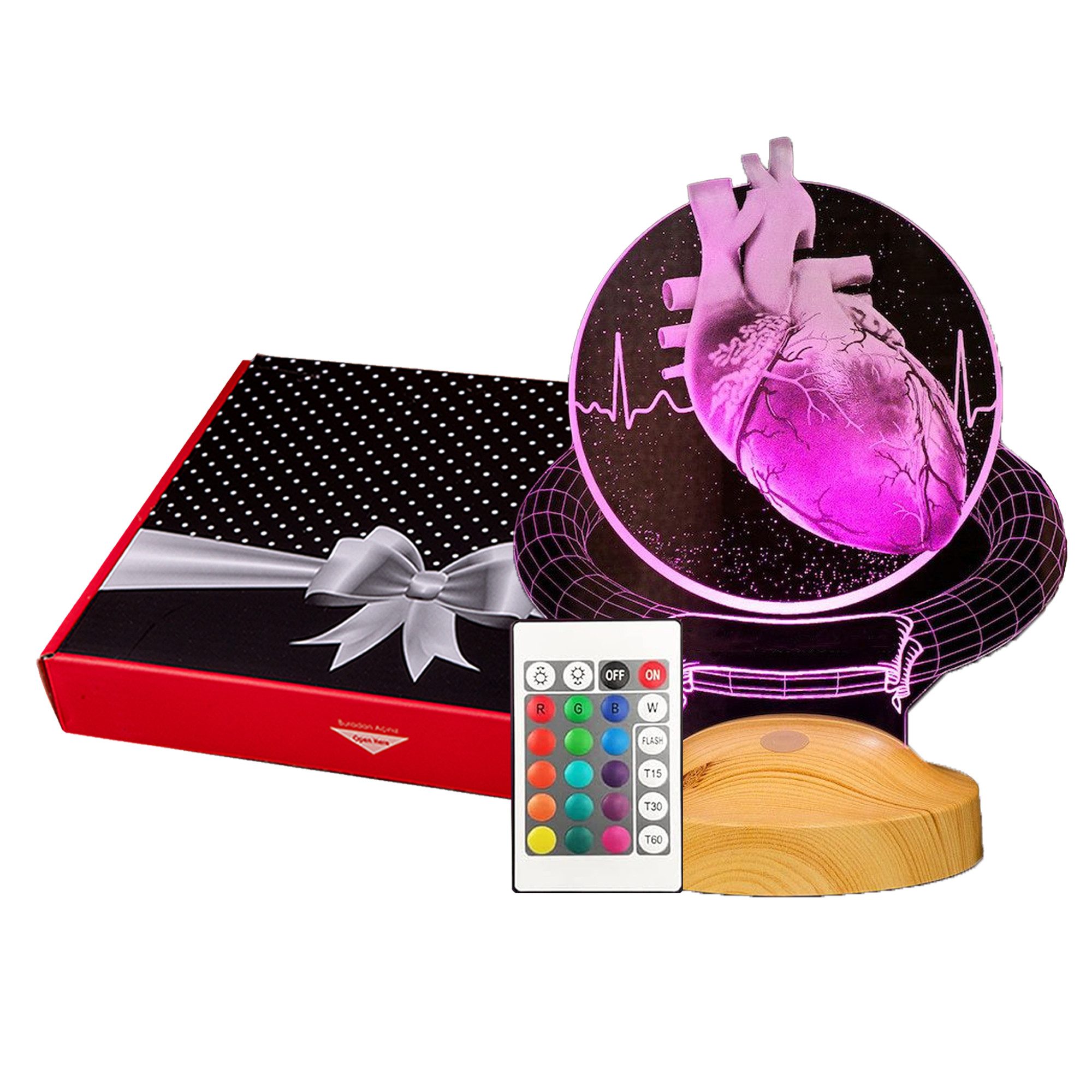 Geschenkelampe LED Nachttischlampe Herzchirurgen Kardiologin 3D