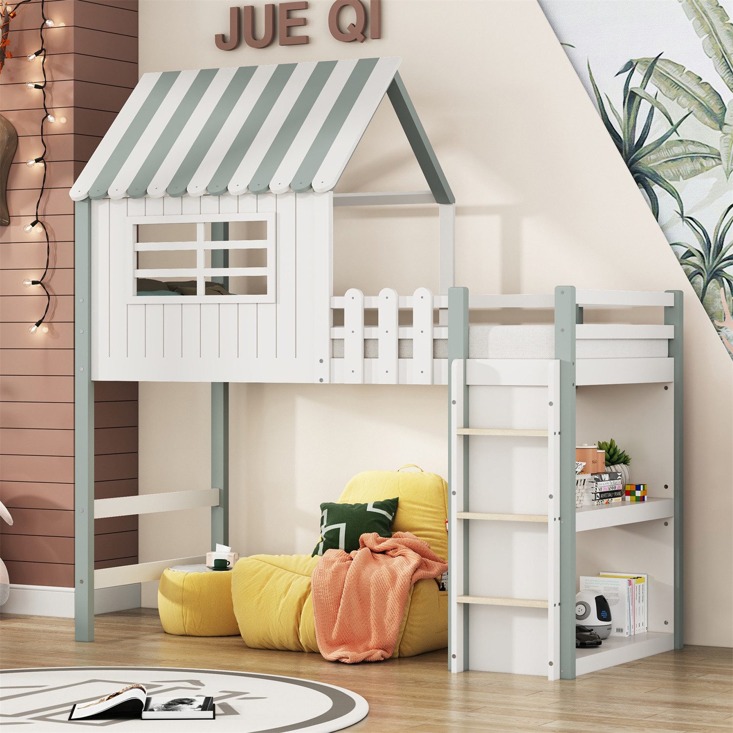 autolock Kinderbett Kinderbett Multifunktionsbett,Heimbett Dachform mit