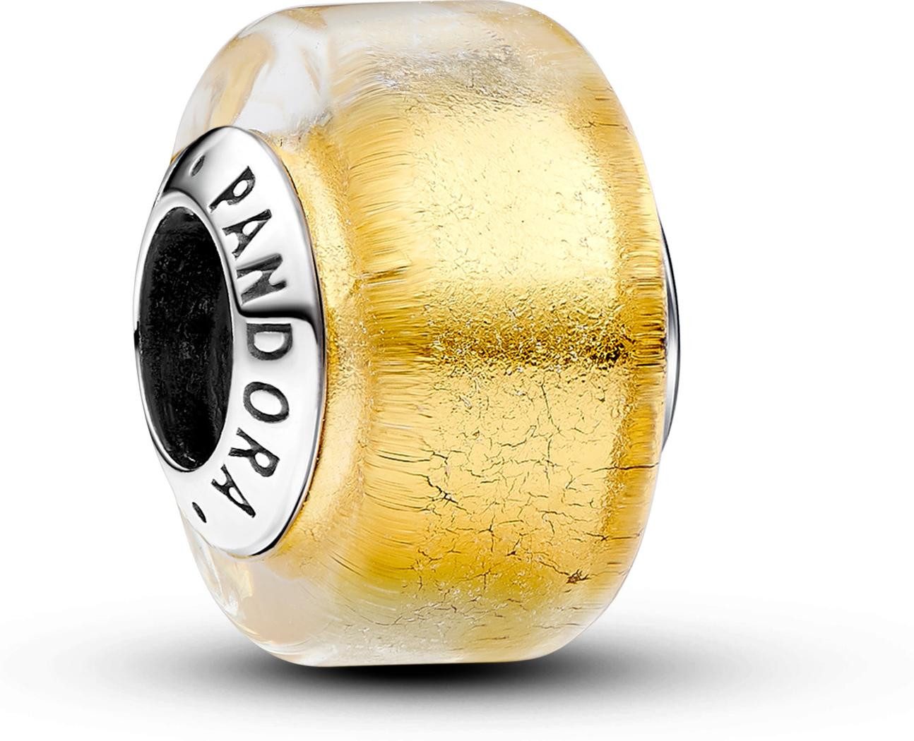 Pandora Kettenanhänger Pandora Goldfarbenes Murano-Glas Mini-Charm