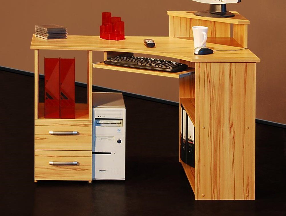 bv-vertrieb Eckschreibtisch PC-Tisch Eckschreibtisch Kernbuche -