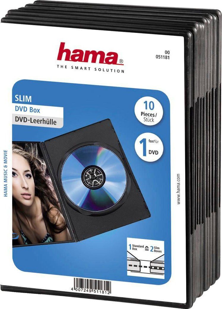 Hama DVD-Hülle DVD-Leerhülle Slim, 10er-Pack, Schwarz,