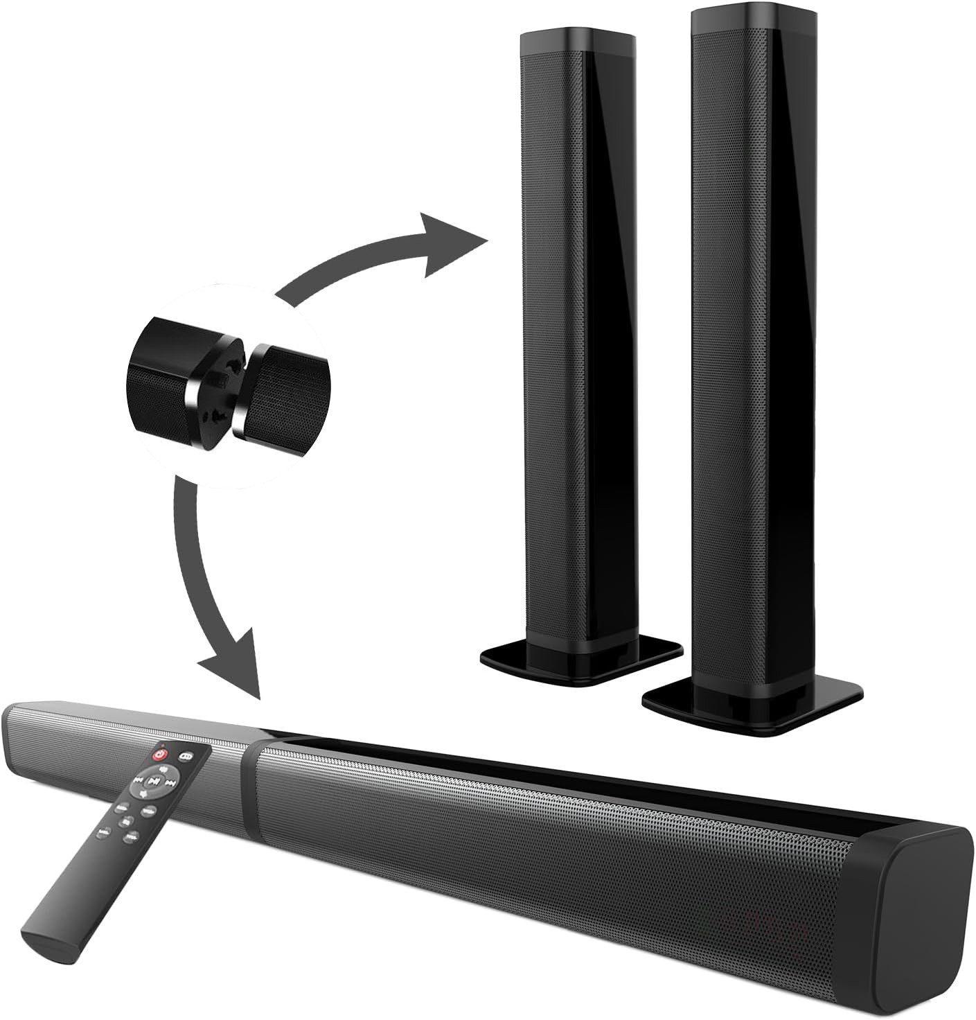 ibettertec Soundbar, Teilbare 2-in-1 Soundbar, mit