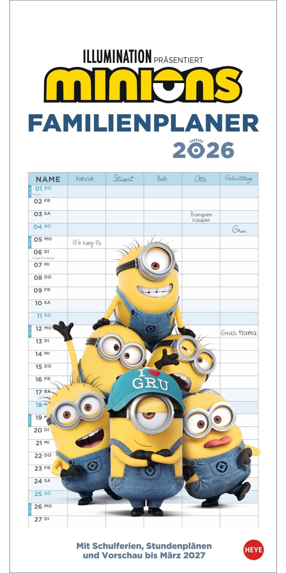 Athesia Kalenderverlag Wandkalender Minions Familienplaner 2026