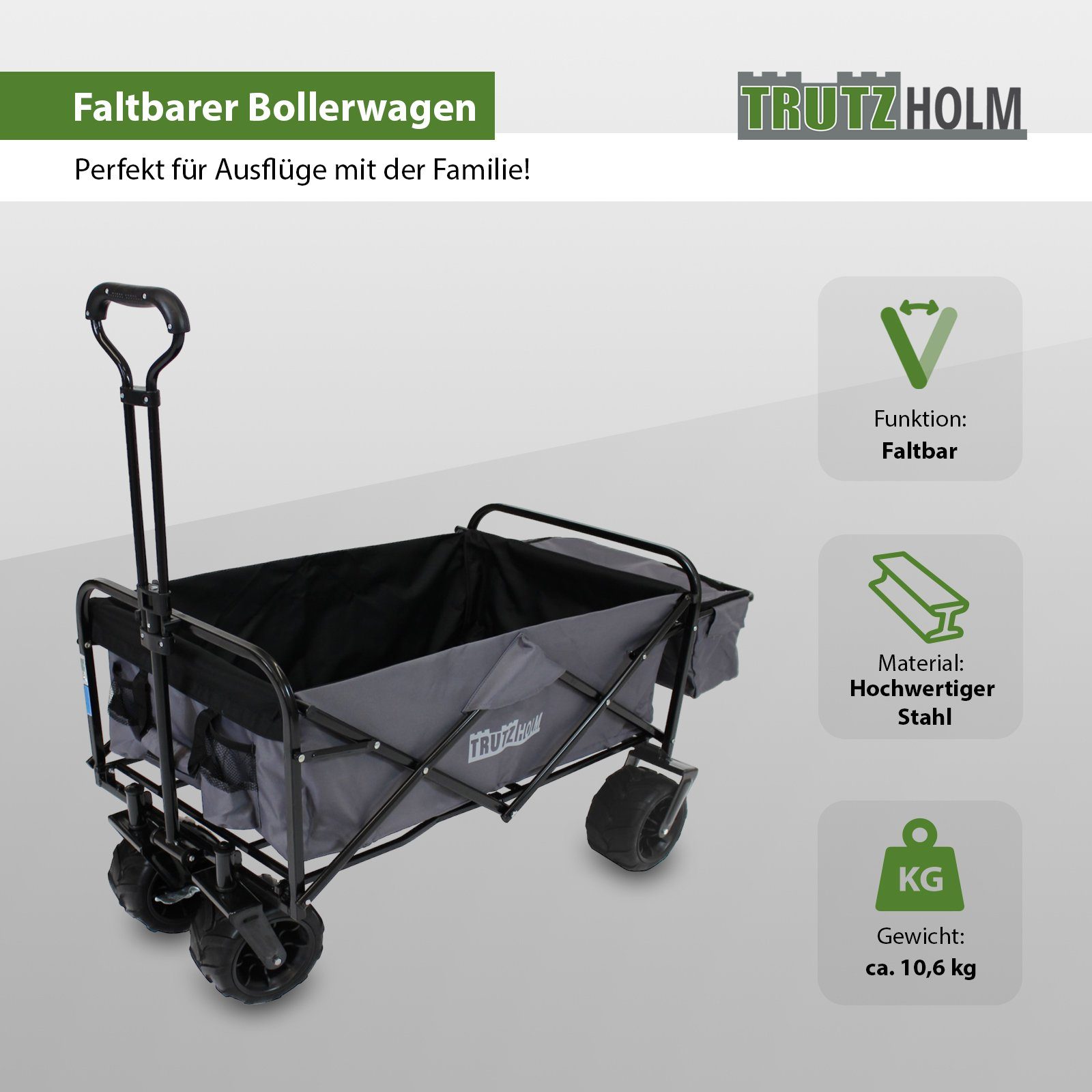 TRUTZHOLM Bollerwagen Bollerwagen faltbar Breitreifen viele