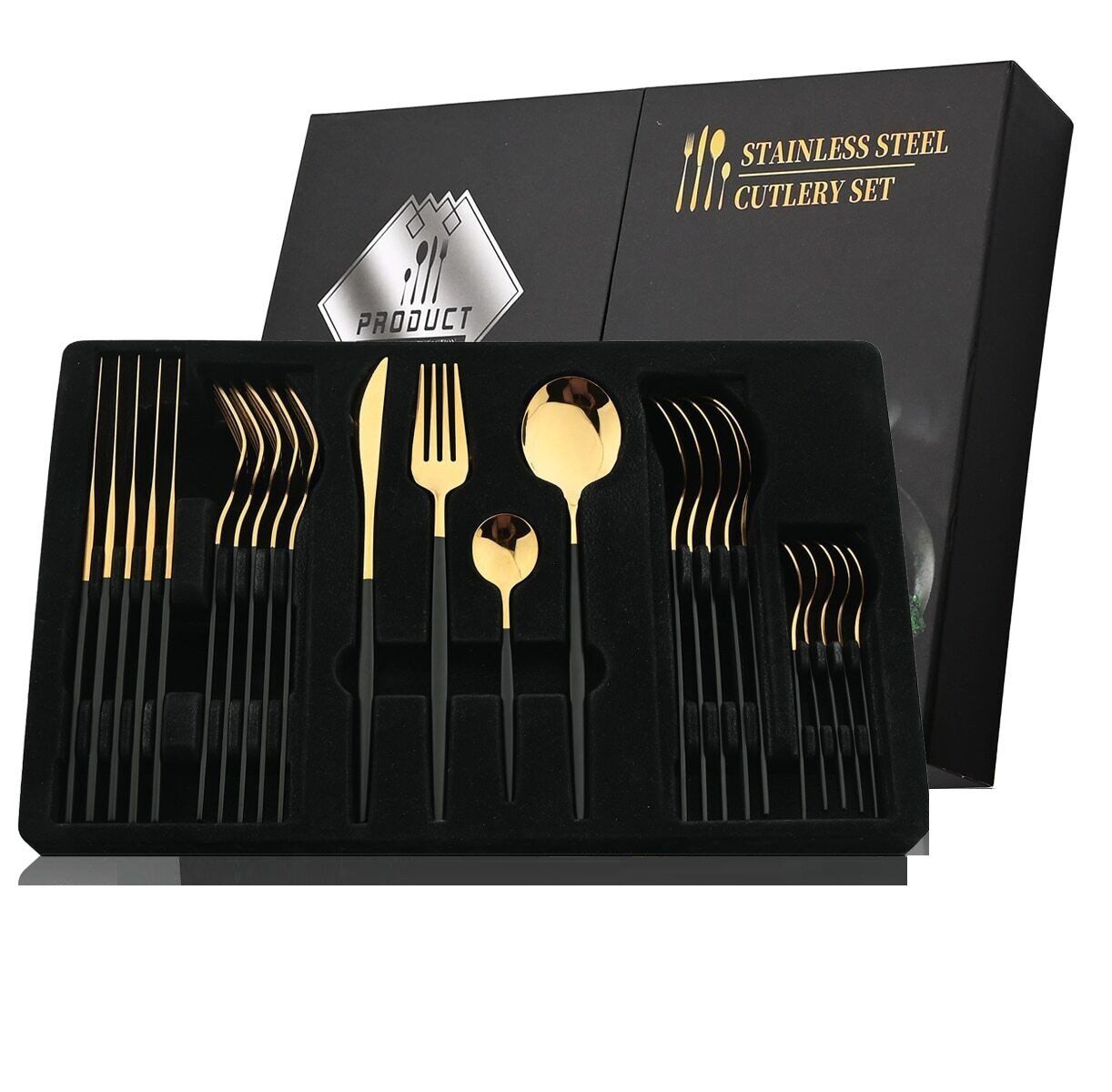 Rungassi Besteck-Set Premium Besteck-Set Schwarz/Gold 6