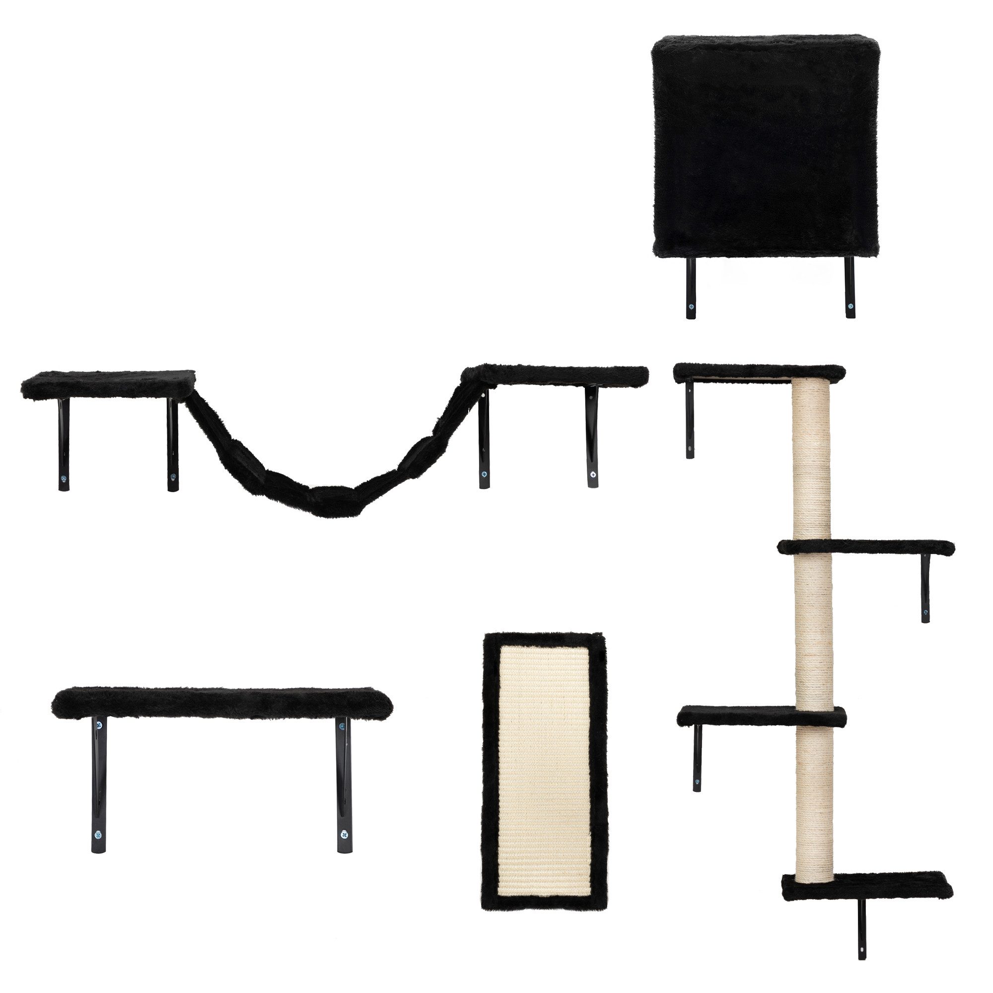 FURPAL Kratzbaum Wandmontierbares Katzen-Kratzbaum-Set, 5-teilig, mit