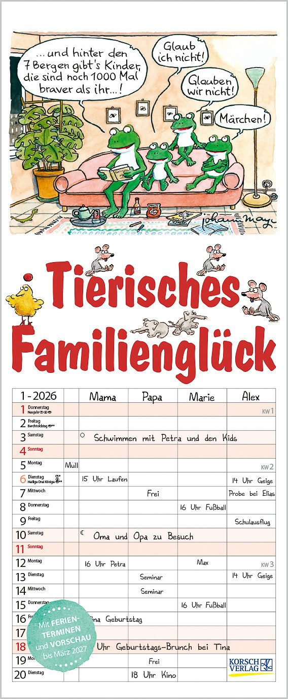 Korsch Verlag Familienkalender Korsch Kalender Tierisches