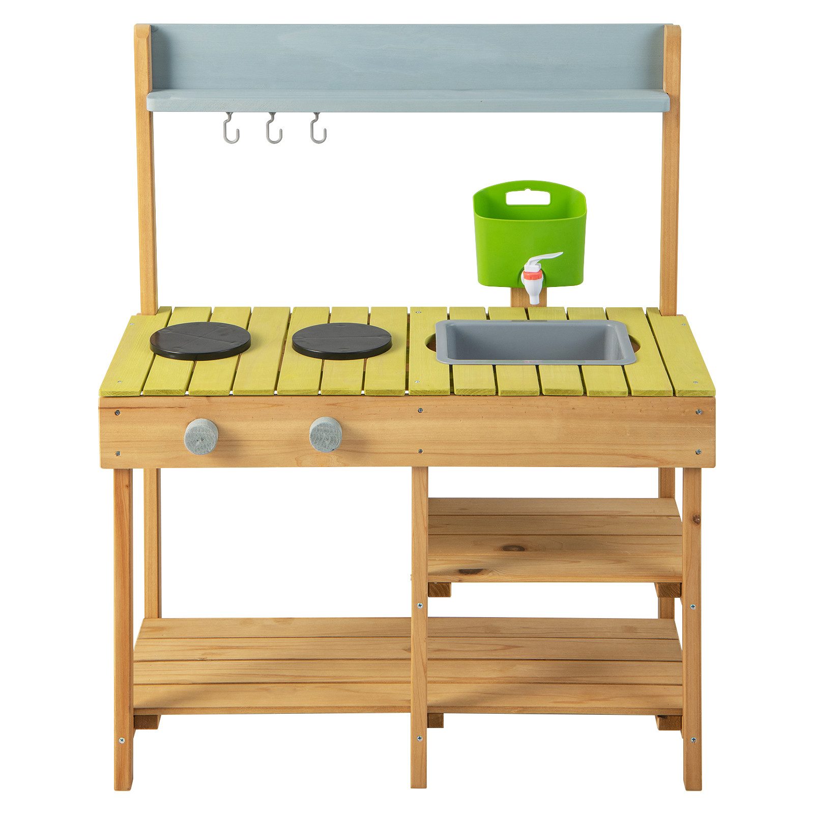COSTWAY Outdoor-Spielküche Kinderküche Holz, mit Stauraum,