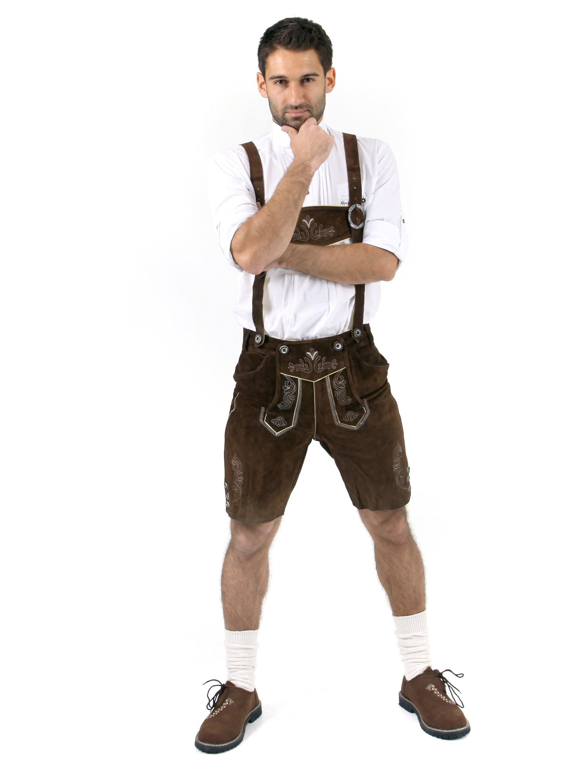 Almbock Trachtenlederhose Lederhose kurz Leo (2-tlg)