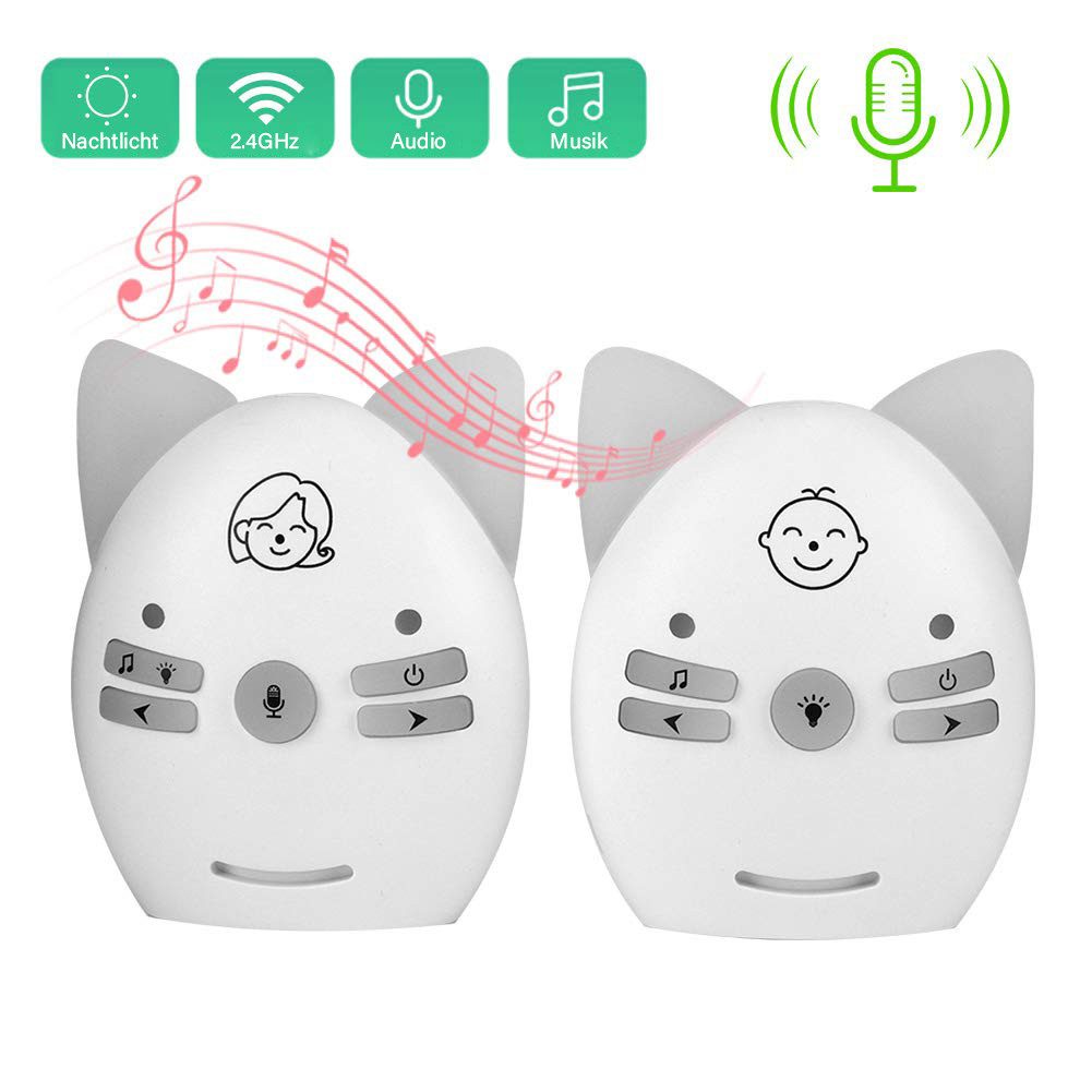 ZEUOPQ Babyphone mit Nachtlicht und Lieder,Zwei-Wege-Sprechanlagen,Baby-Audio-Monitor,