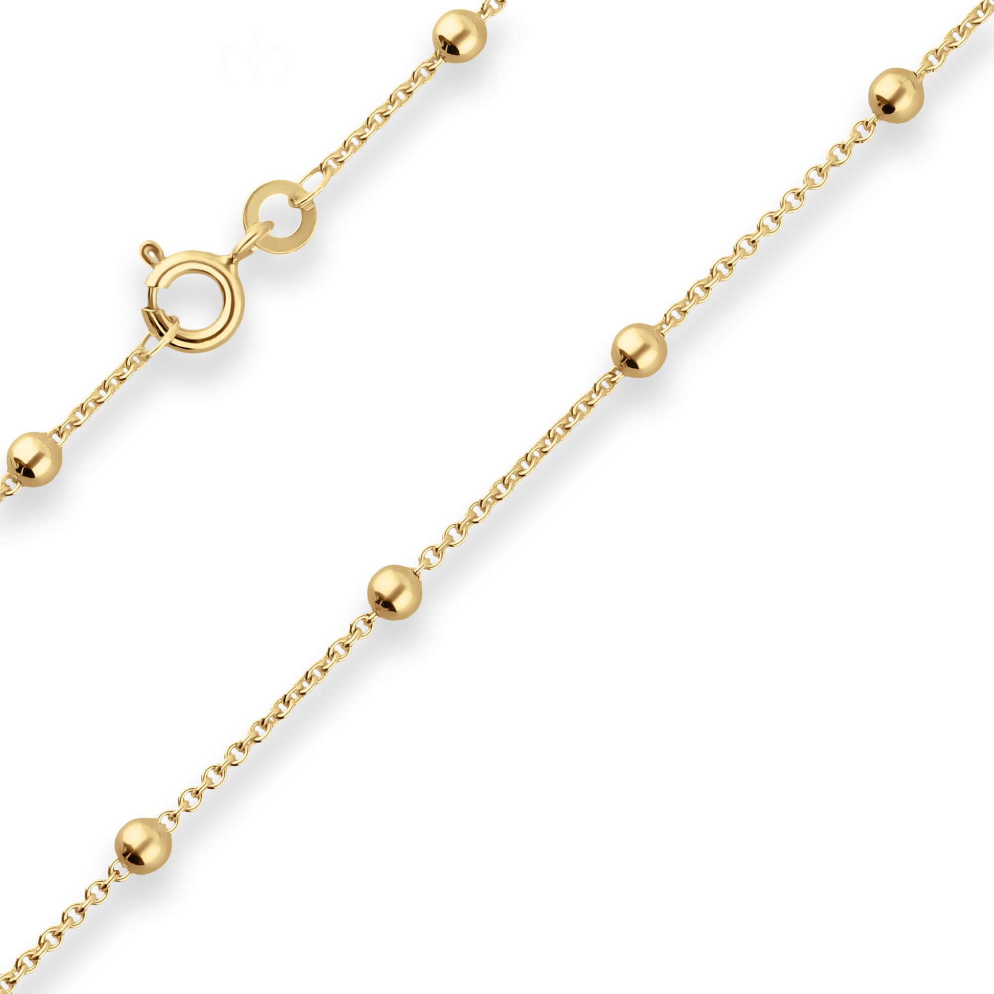 Schmuck Krone Goldkette 1,3mm Rund-Ankerkette Kugel