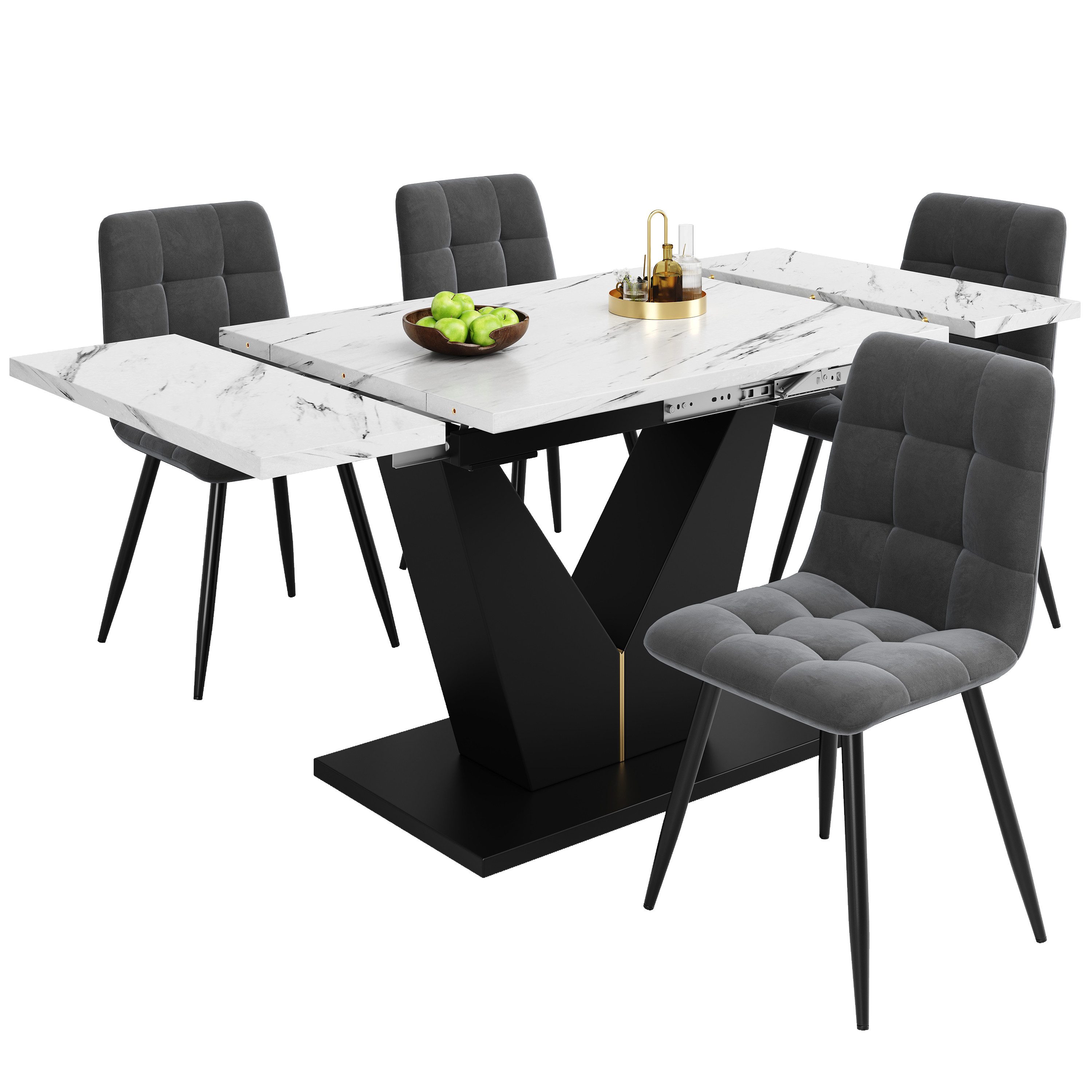 OKWISH Esstisch Langer Tisch,Moderne Esstisch,Esstisch-Set (5-teiliges