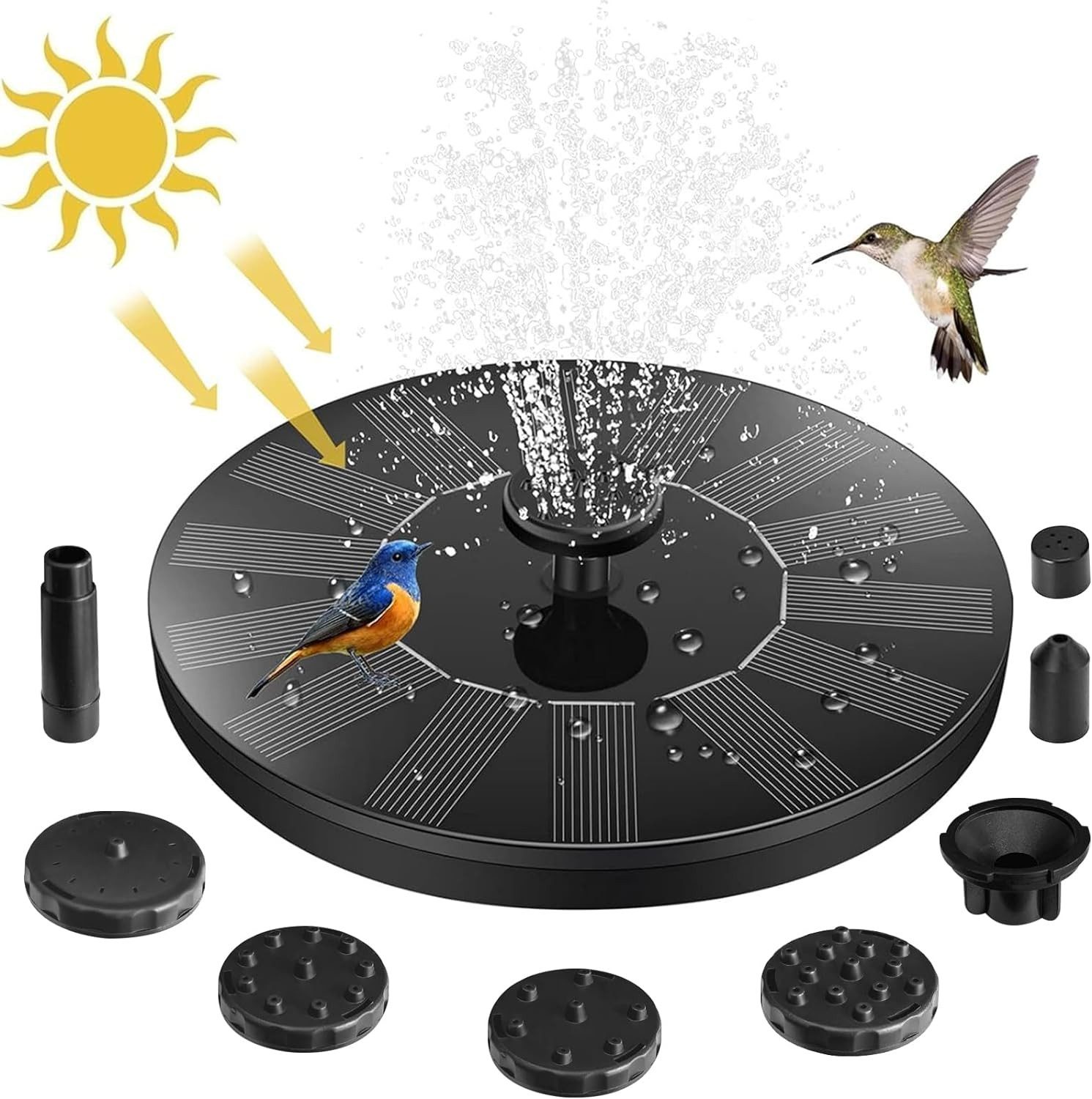 DOPWii Gartenbrunnen Solarbrunnen,1.2W-Solar Springbrunnen,Solar Teichpumpe Außen,6