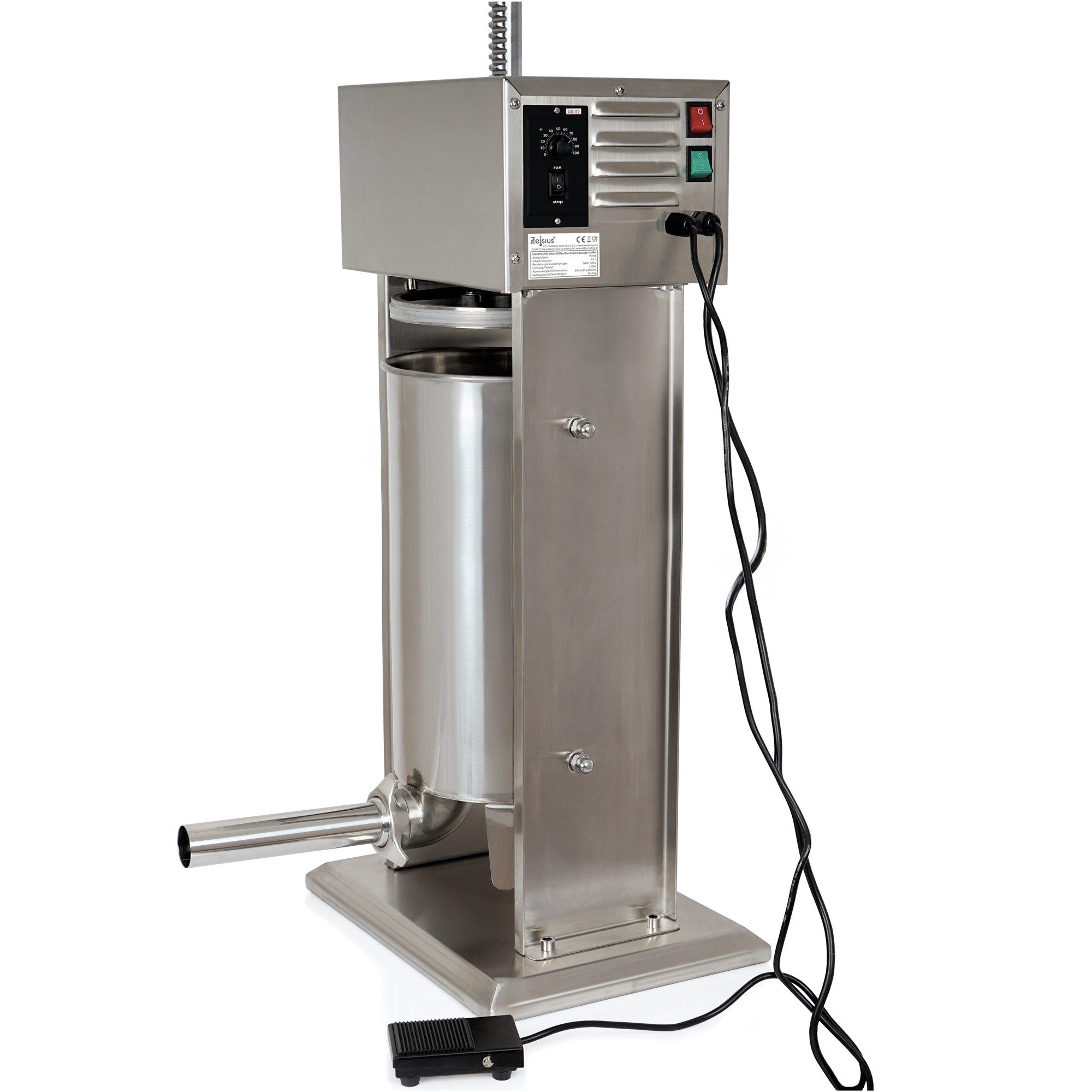 Zelsius Küchenmaschine Profi Edelstahl Wurstfüllmaschine elektrisch,