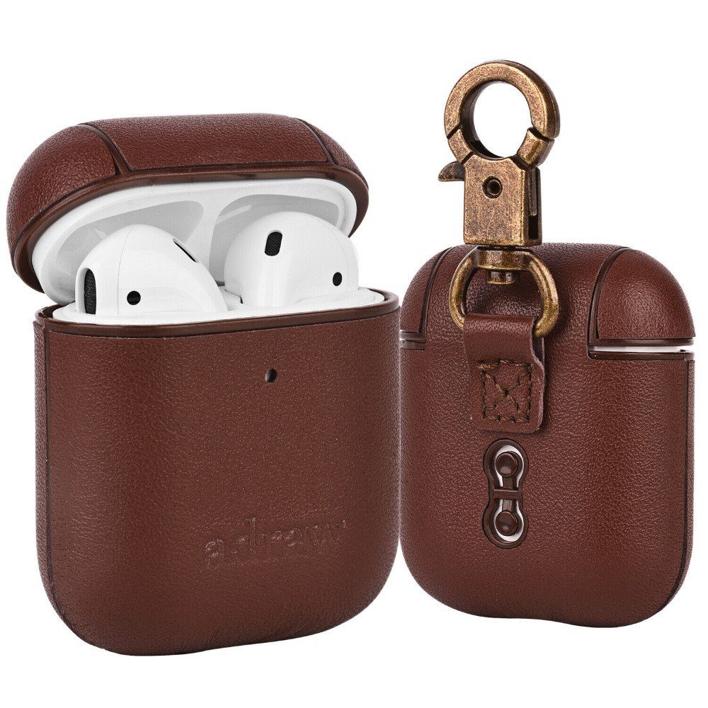 adraw Kopfhörer-Schutzhülle Leder AirPods Hülle: Schutzhülle