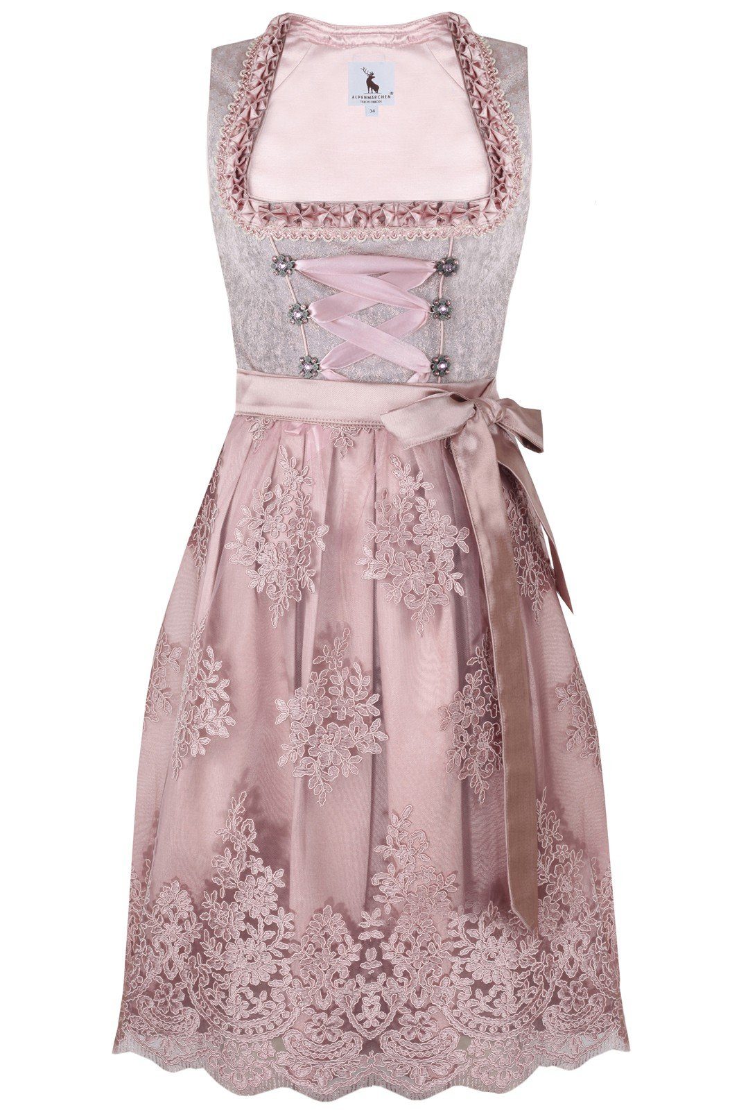 Alpenmärchen Dirndl Midi Dirndl Rosenblatt -