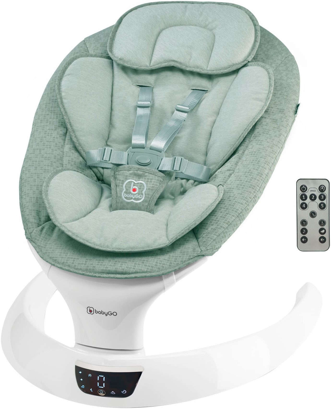 BabyGo Babywippe Swing, mit Fernbedienung, Musik,
