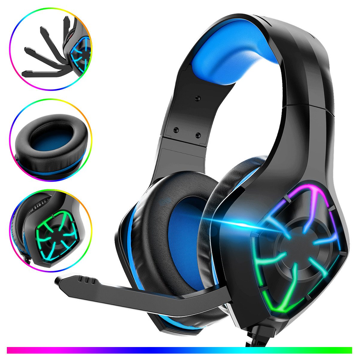 VSIUO Gaming Headset, für PS5/PC/Xbox/Switch, Kopfhörer