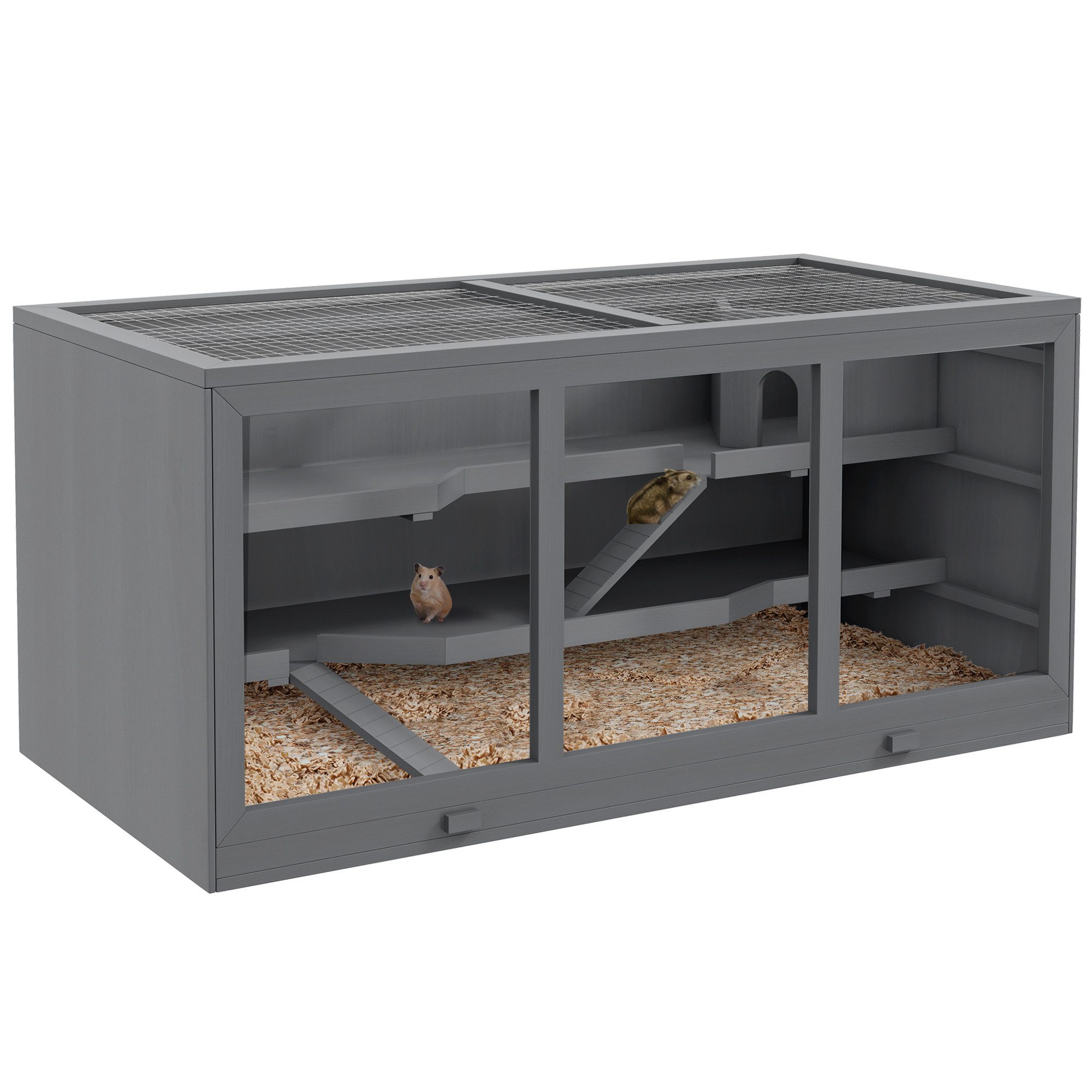 PawHut Kleintierkäfig Nagerkäfig Kleintierstall aus Holz