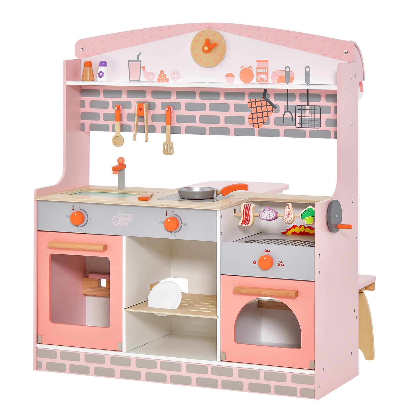 COSTWAY Spielküche doppelseitige Kinderküche, aus Holz