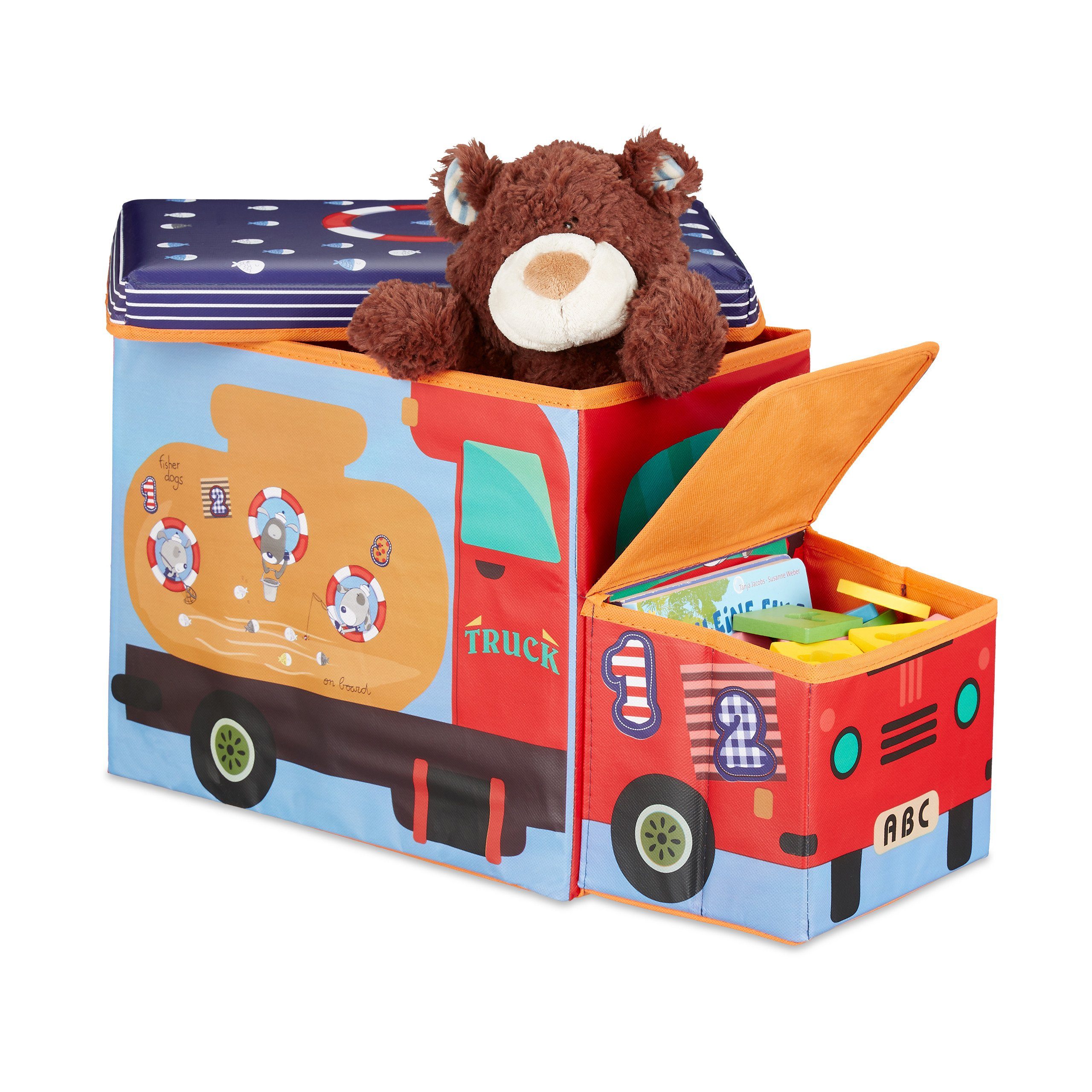 relaxdays Sitzkiepe Sitzbox für Kinder, Sea