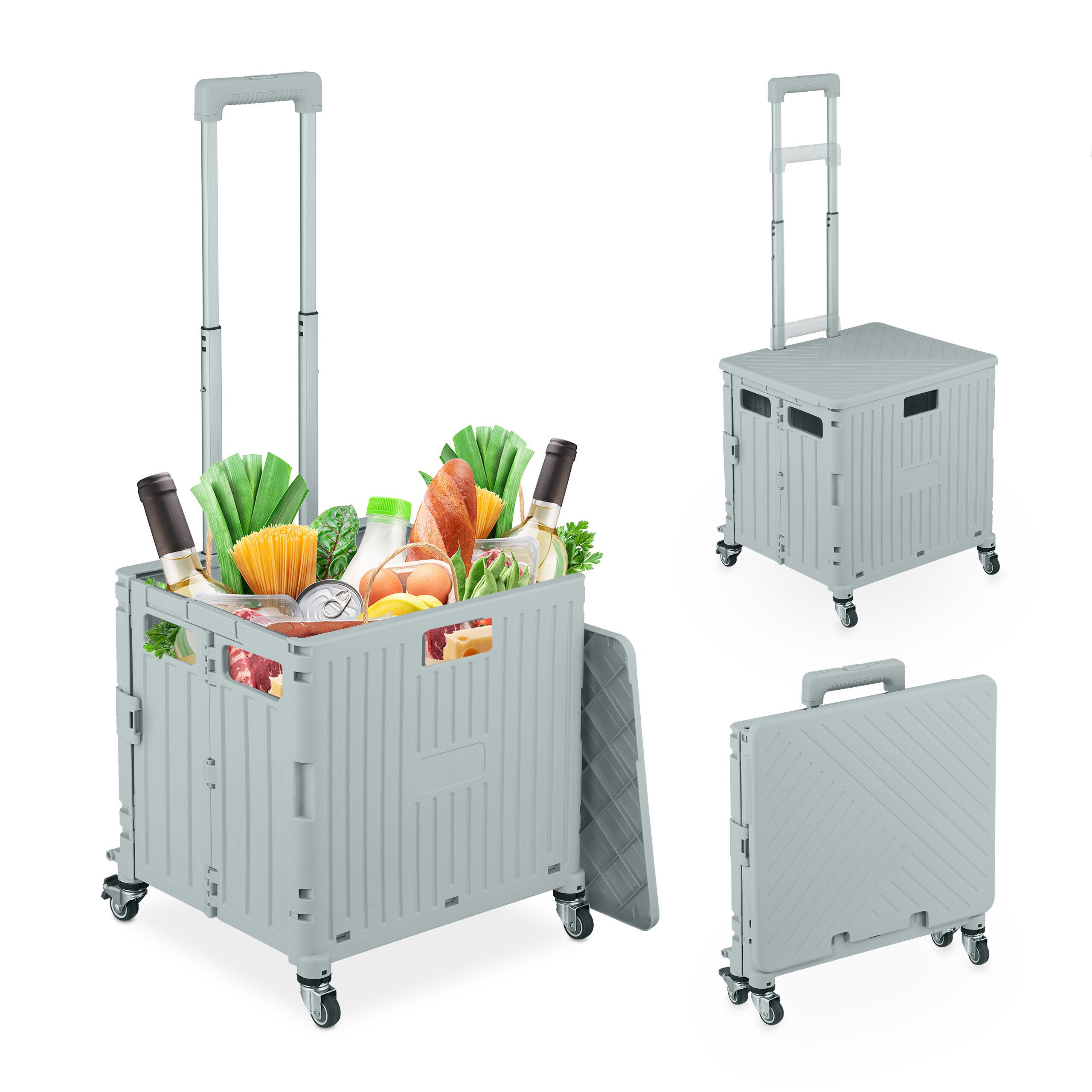 relaxdays Einkaufstrolley Faltbarer Einkaufstrolley mit Lenkrollen,